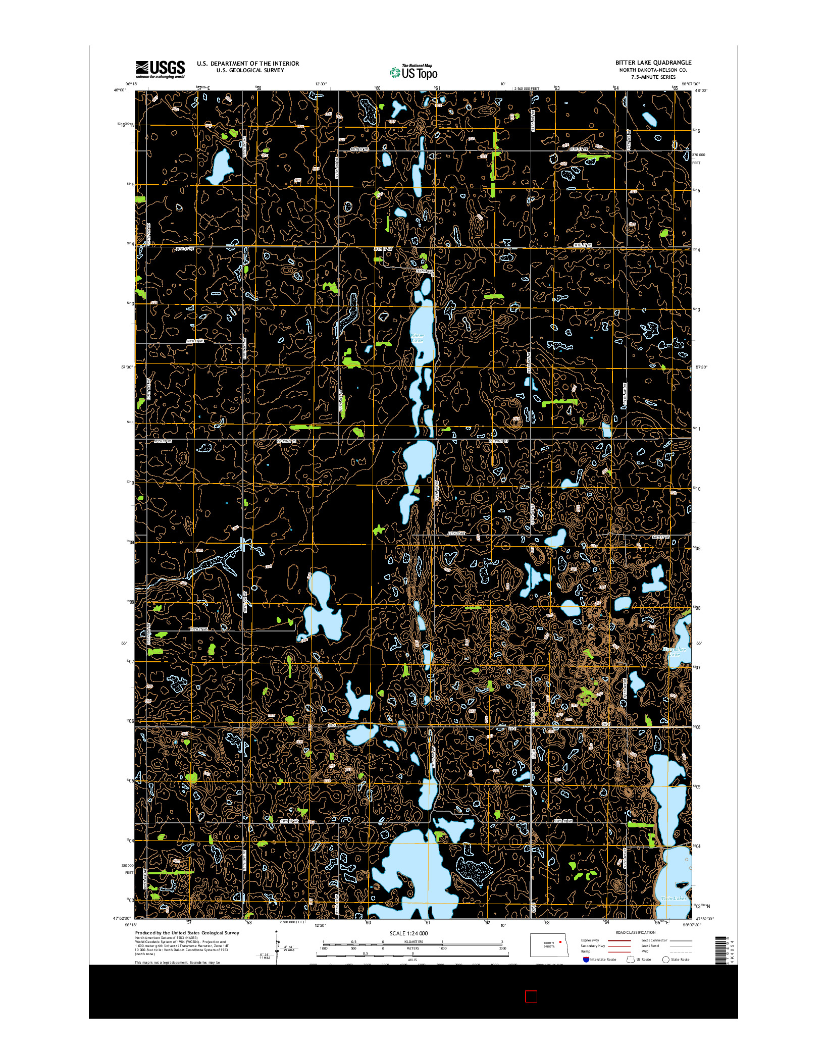 USGS US TOPO 7.5-MINUTE MAP FOR BITTER LAKE, ND 2014