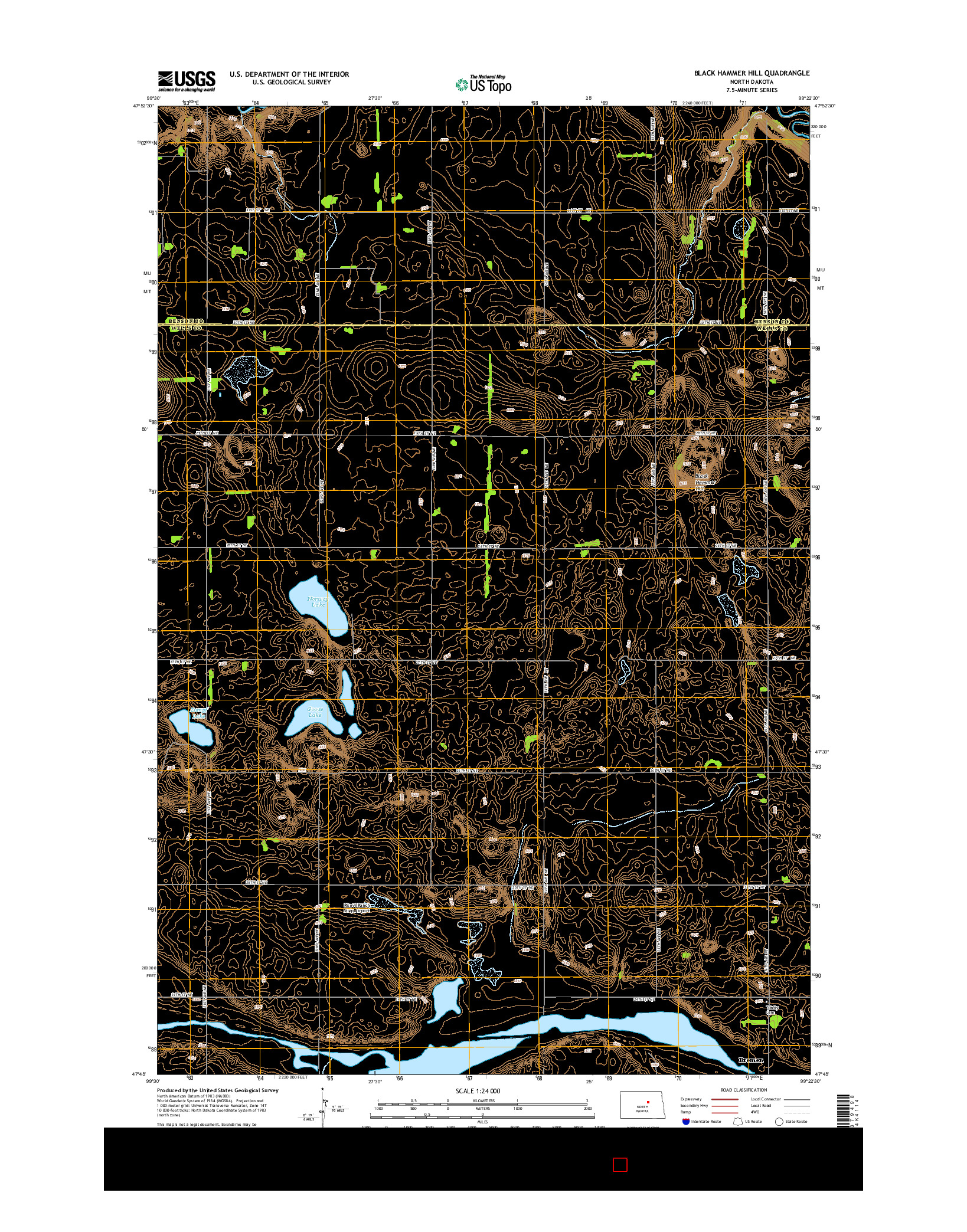 USGS US TOPO 7.5-MINUTE MAP FOR BLACK HAMMER HILL, ND 2014