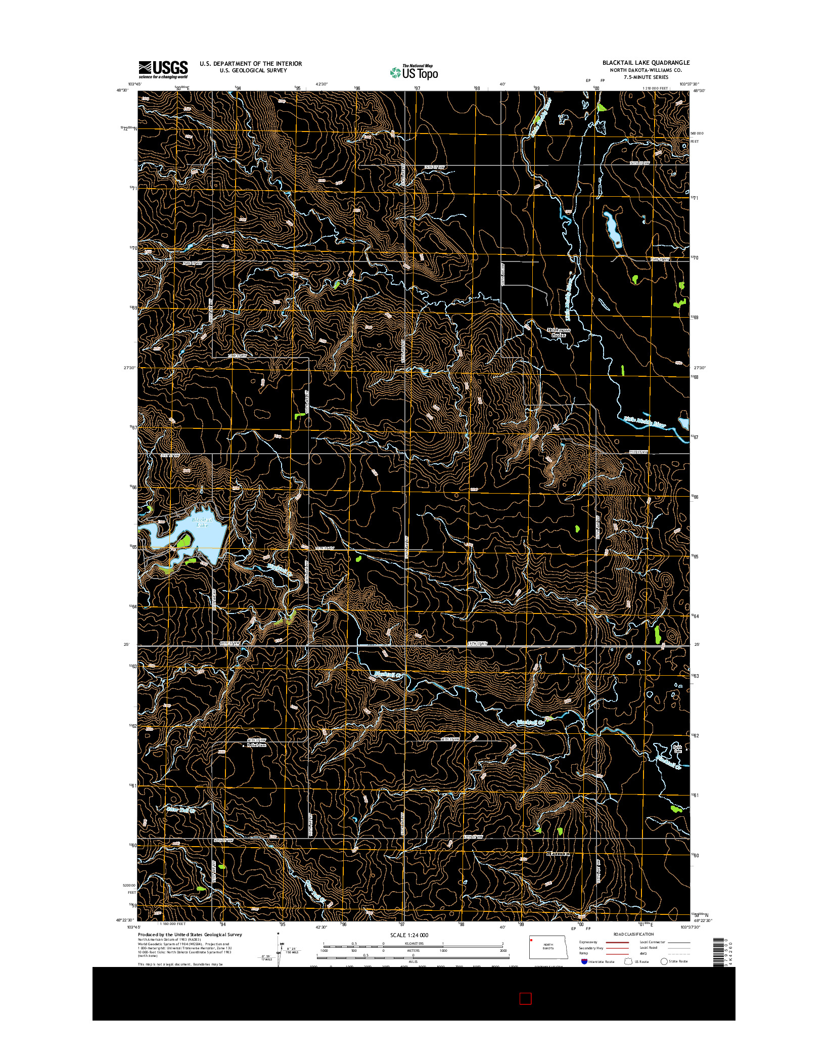 USGS US TOPO 7.5-MINUTE MAP FOR BLACKTAIL LAKE, ND 2014