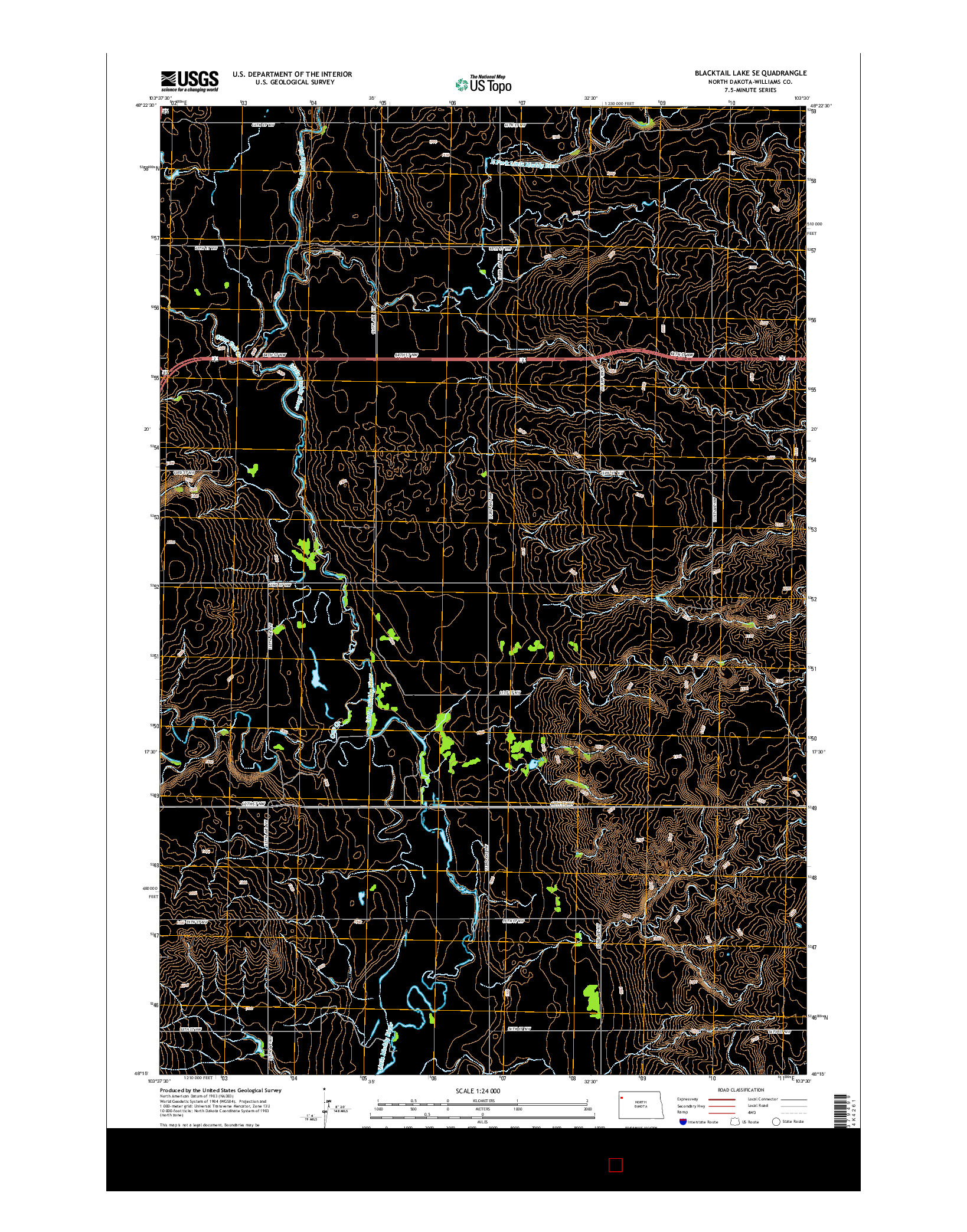 USGS US TOPO 7.5-MINUTE MAP FOR BLACKTAIL LAKE SE, ND 2014