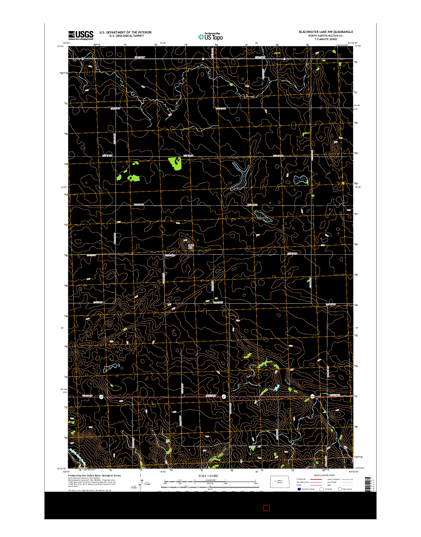 USGS US TOPO 7.5-MINUTE MAP FOR BLACKWATER LAKE NW, ND 2014