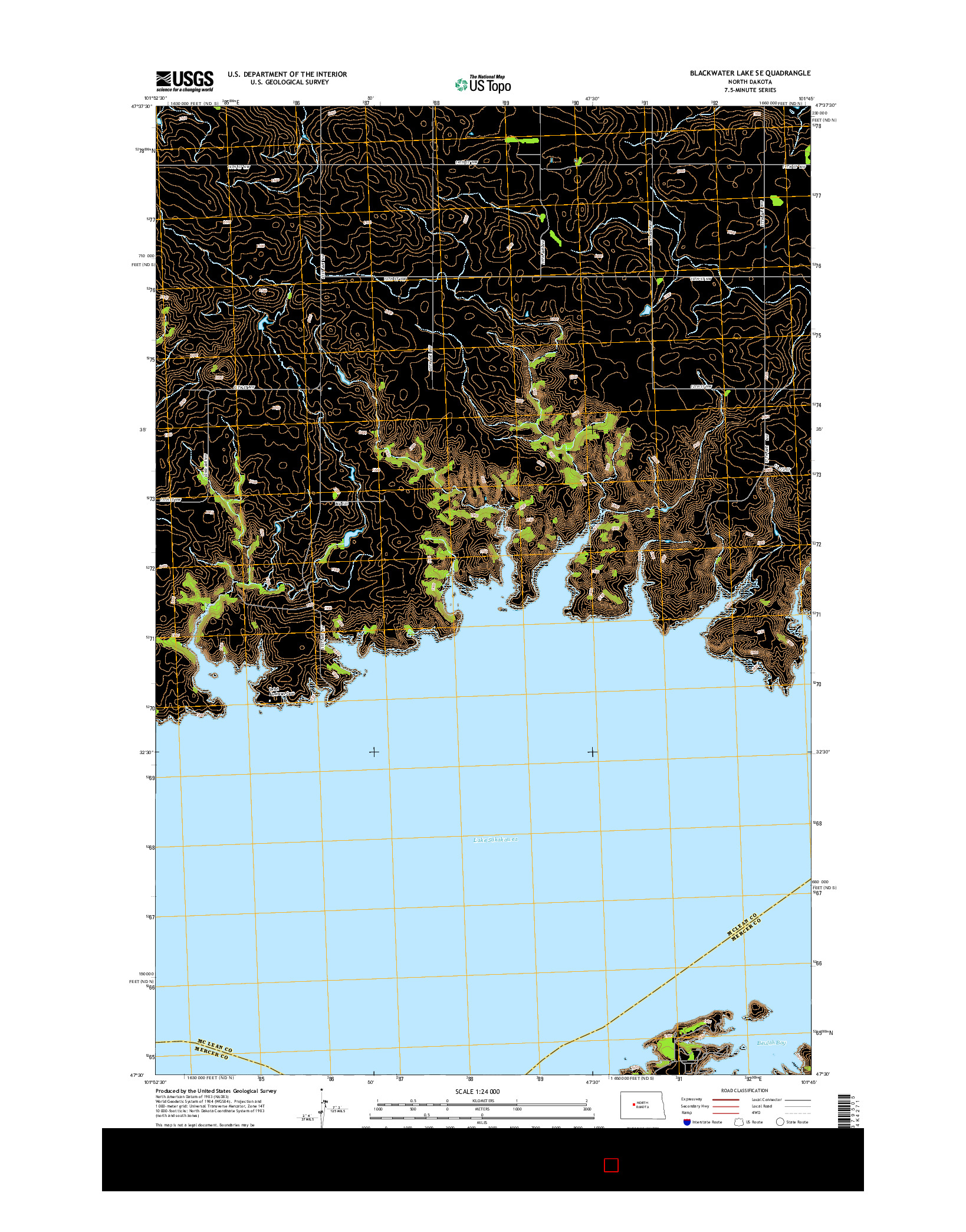 USGS US TOPO 7.5-MINUTE MAP FOR BLACKWATER LAKE SE, ND 2014