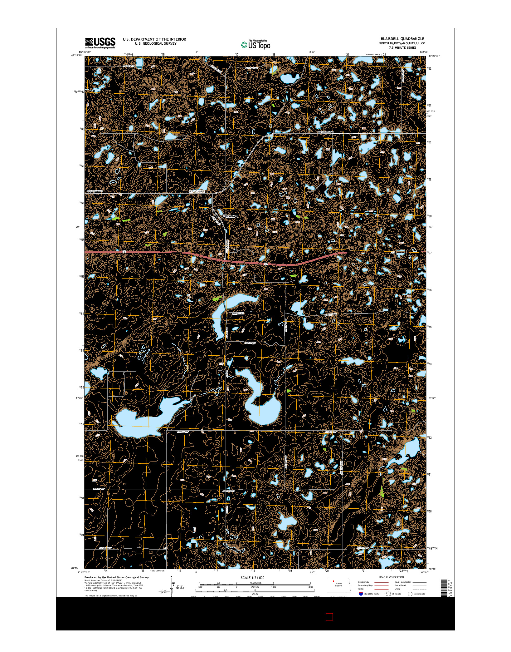USGS US TOPO 7.5-MINUTE MAP FOR BLAISDELL, ND 2014