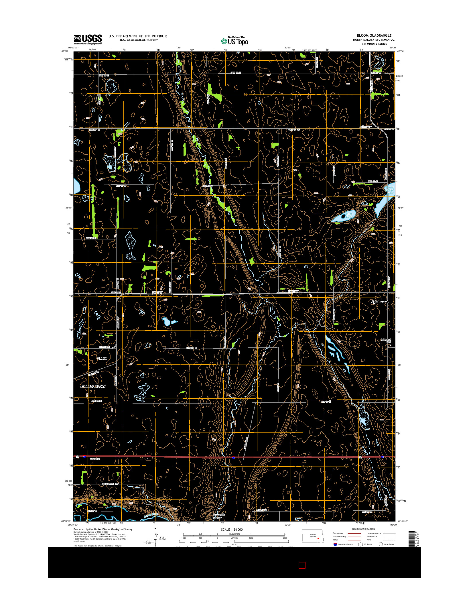 USGS US TOPO 7.5-MINUTE MAP FOR BLOOM, ND 2014