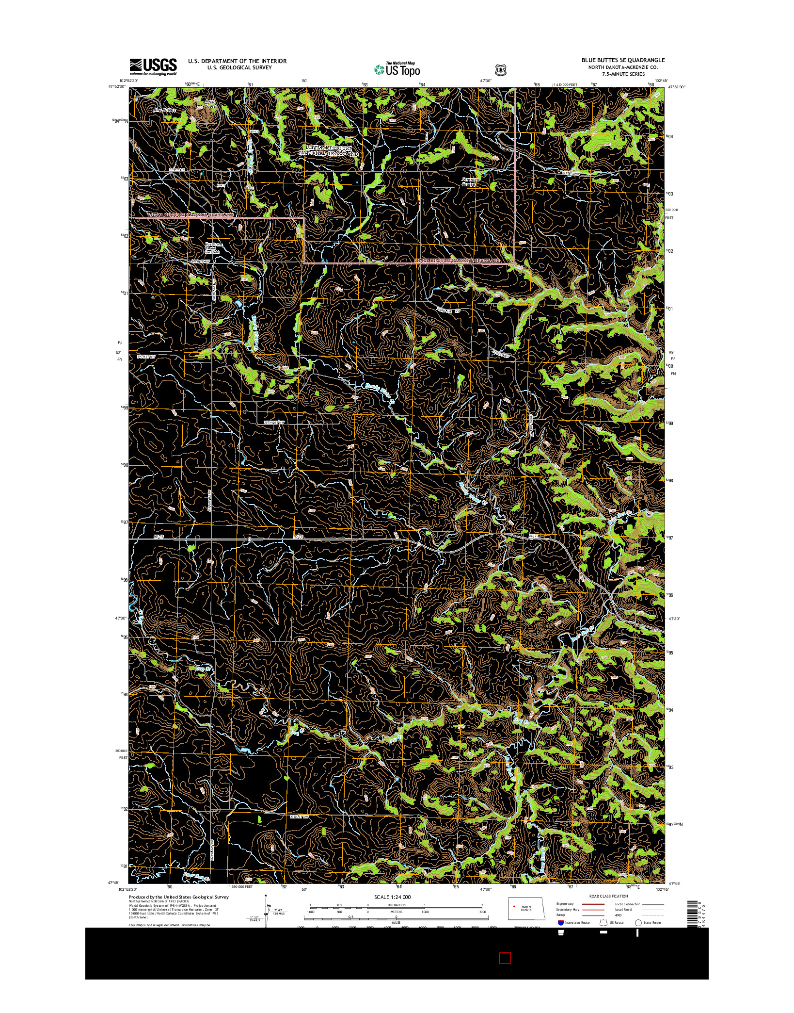 USGS US TOPO 7.5-MINUTE MAP FOR BLUE BUTTES SE, ND 2014