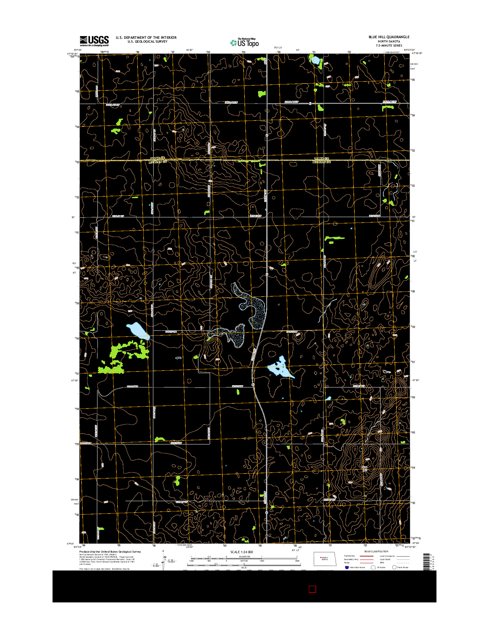 USGS US TOPO 7.5-MINUTE MAP FOR BLUE HILL, ND 2014