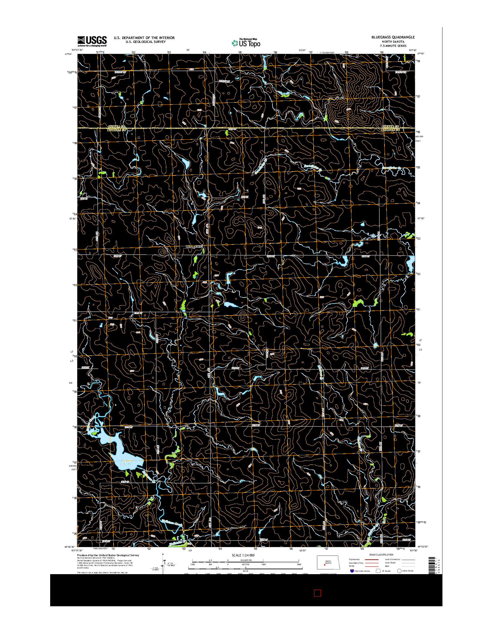 USGS US TOPO 7.5-MINUTE MAP FOR BLUEGRASS, ND 2014