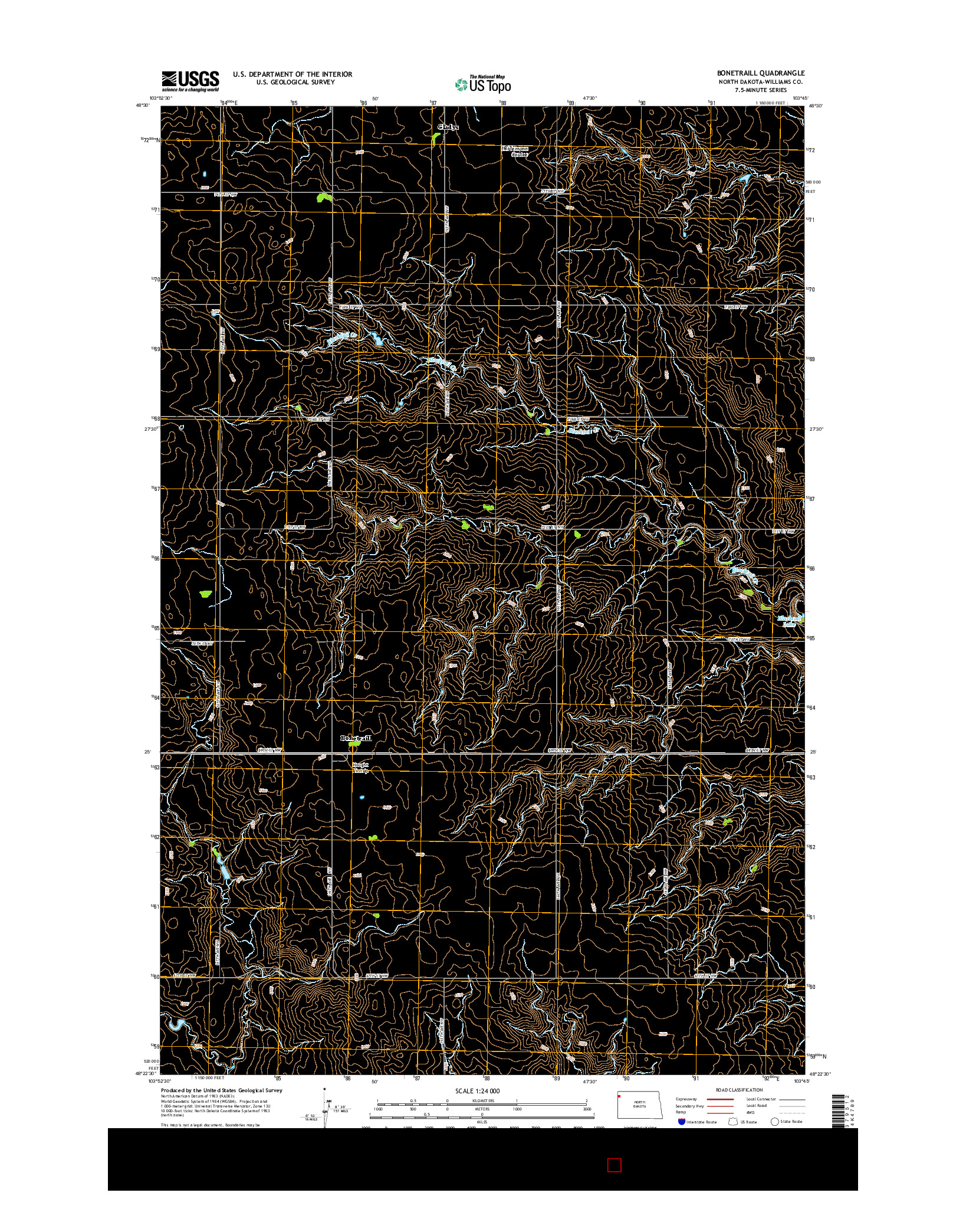 USGS US TOPO 7.5-MINUTE MAP FOR BONETRAILL, ND 2014