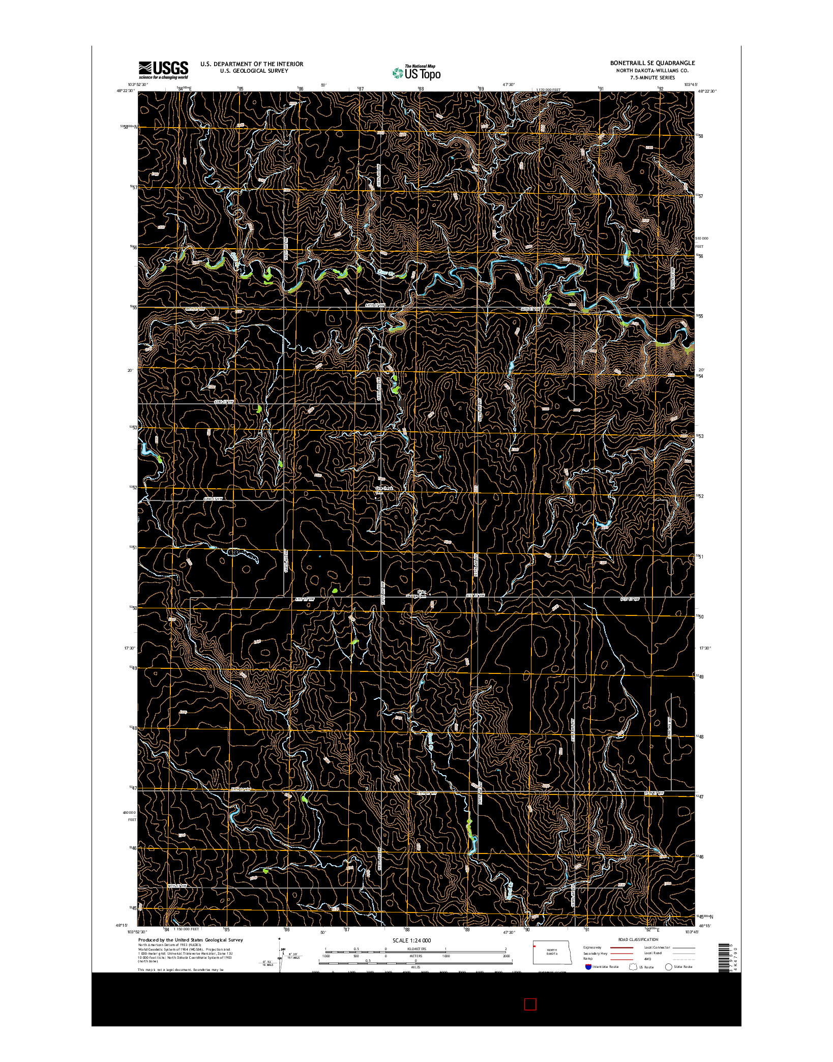 USGS US TOPO 7.5-MINUTE MAP FOR BONETRAILL SE, ND 2014