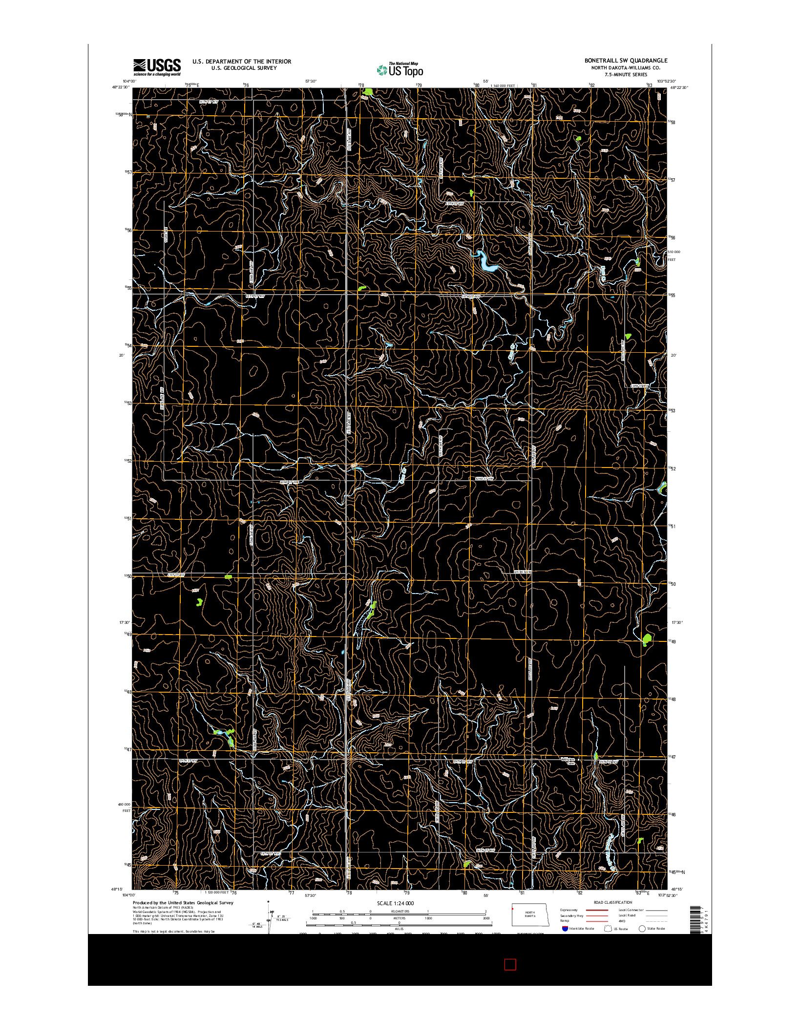 USGS US TOPO 7.5-MINUTE MAP FOR BONETRAILL SW, ND 2014