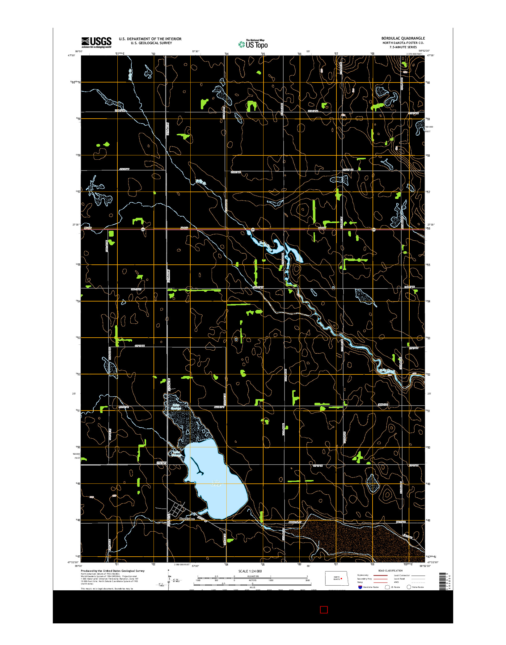 USGS US TOPO 7.5-MINUTE MAP FOR BORDULAC, ND 2014