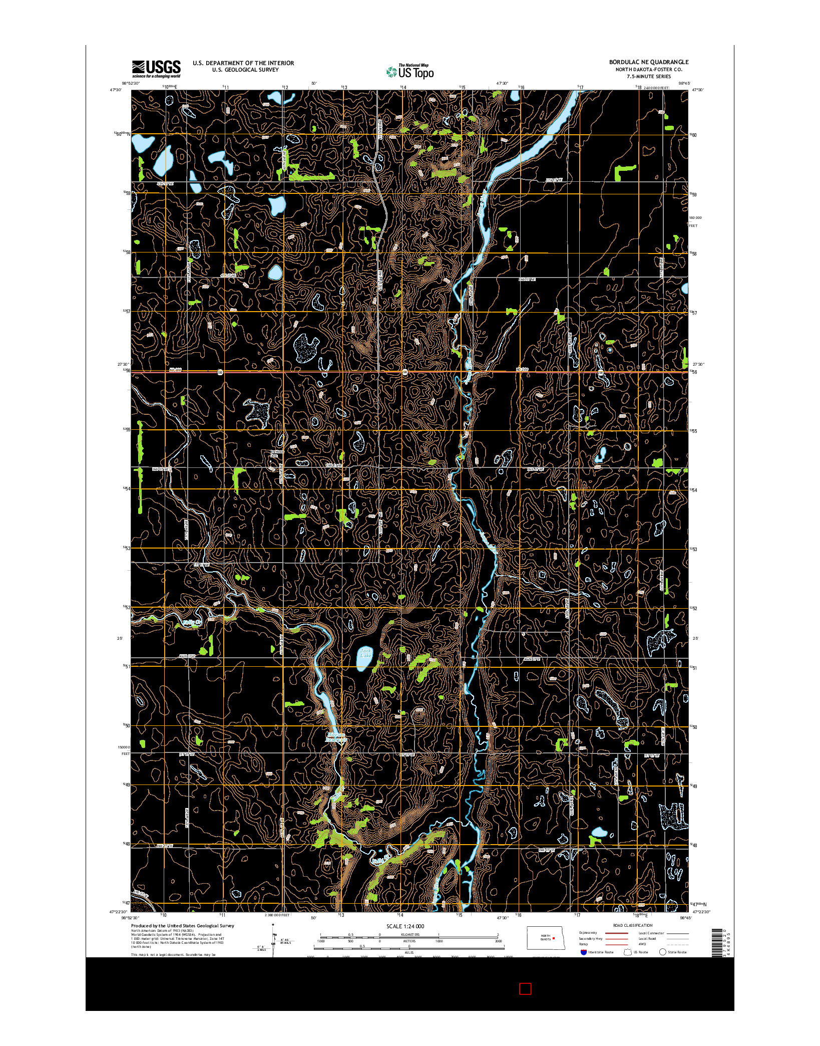 USGS US TOPO 7.5-MINUTE MAP FOR BORDULAC NE, ND 2014