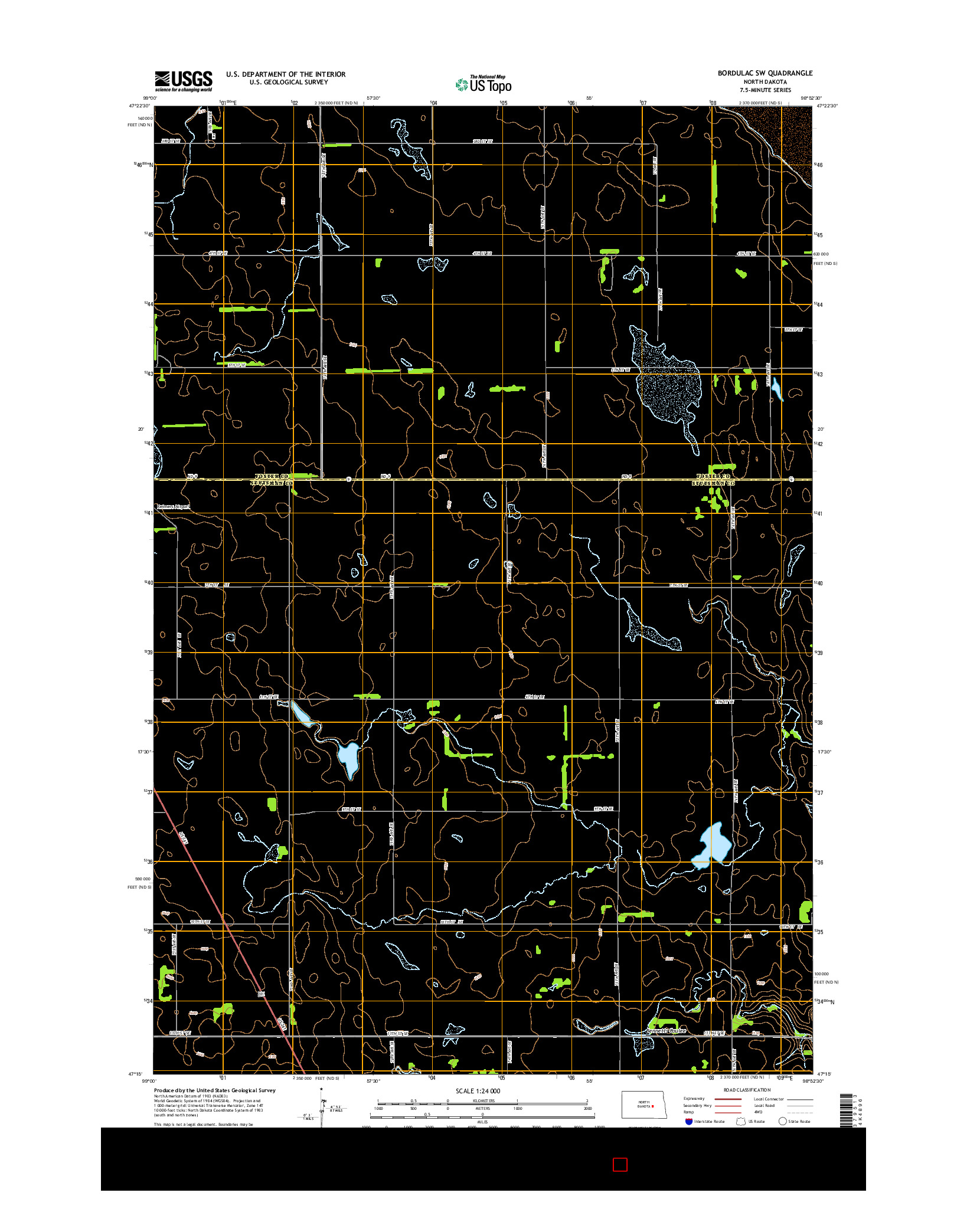 USGS US TOPO 7.5-MINUTE MAP FOR BORDULAC SW, ND 2014
