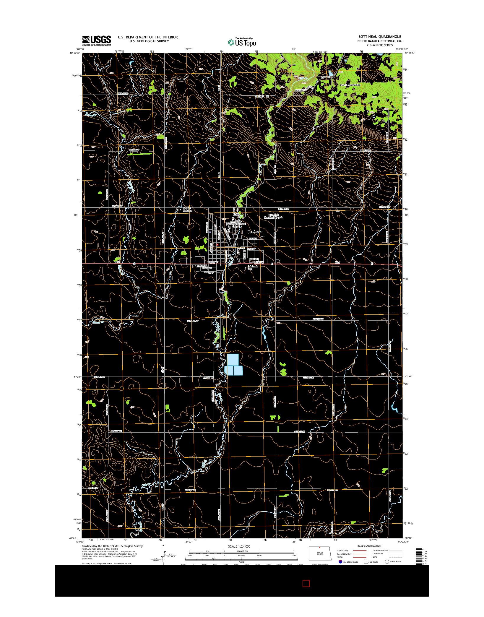 USGS US TOPO 7.5-MINUTE MAP FOR BOTTINEAU, ND 2014
