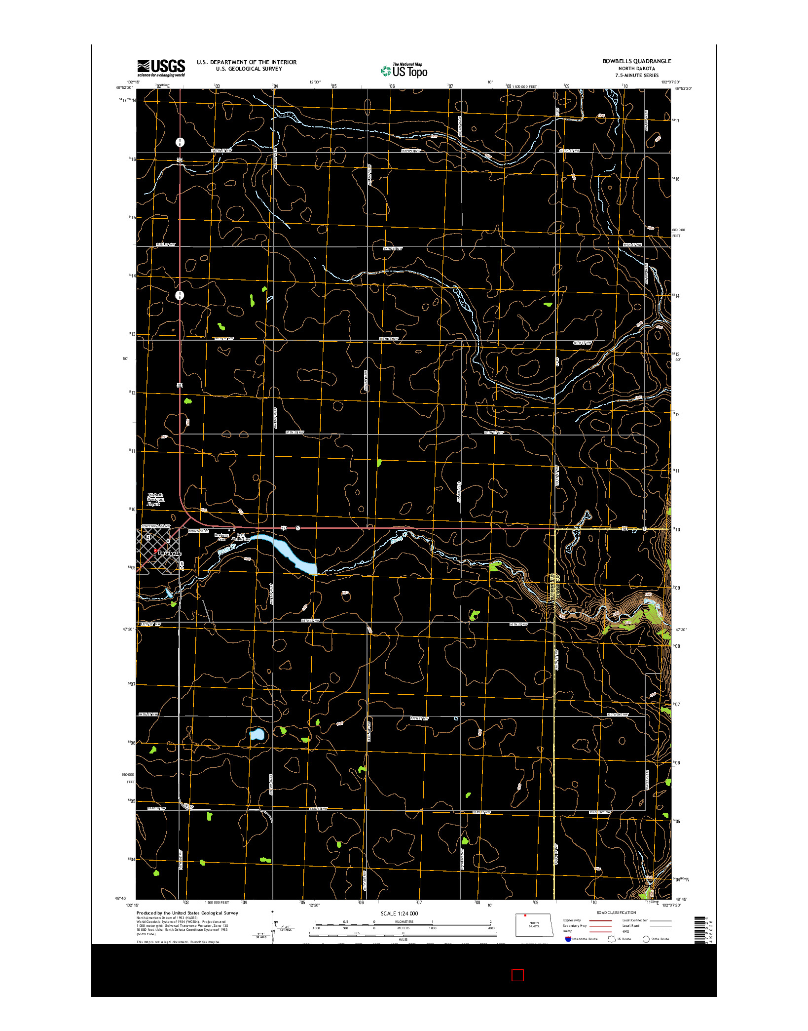 USGS US TOPO 7.5-MINUTE MAP FOR BOWBELLS, ND 2014