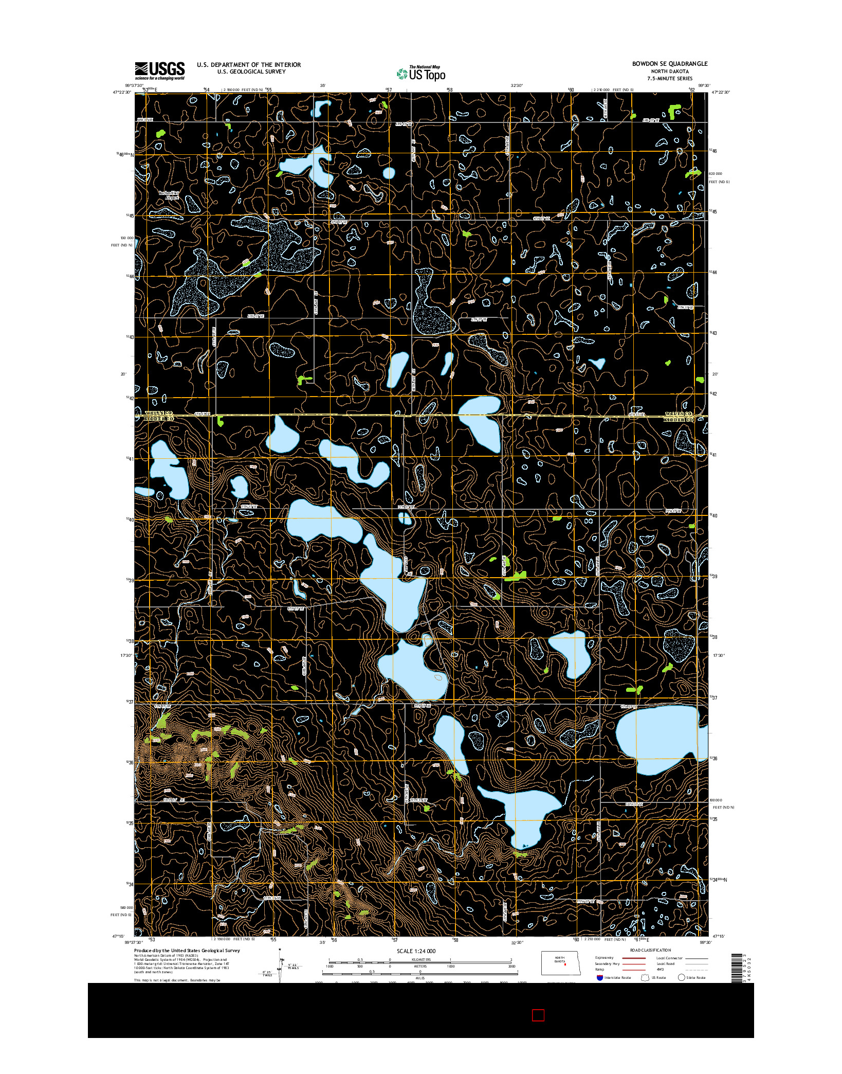 USGS US TOPO 7.5-MINUTE MAP FOR BOWDON SE, ND 2014