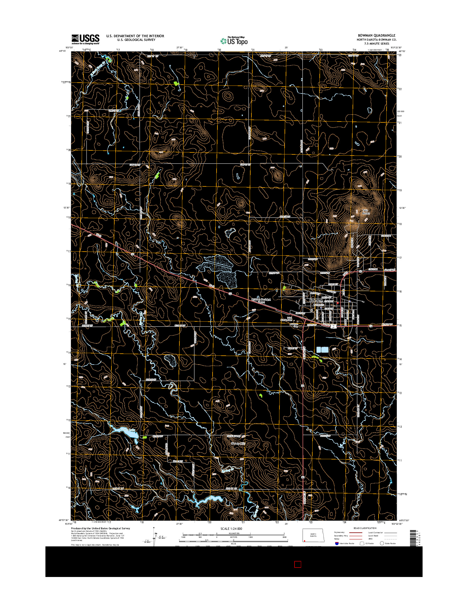 USGS US TOPO 7.5-MINUTE MAP FOR BOWMAN, ND 2014