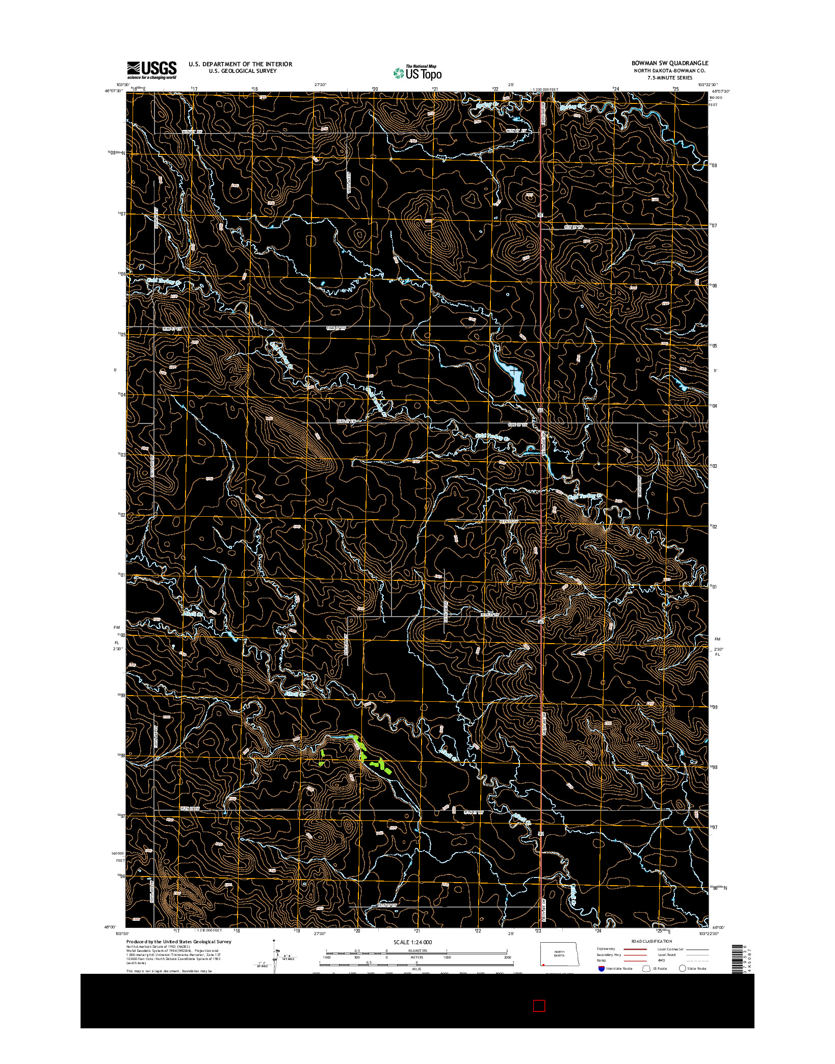 USGS US TOPO 7.5-MINUTE MAP FOR BOWMAN SW, ND 2014