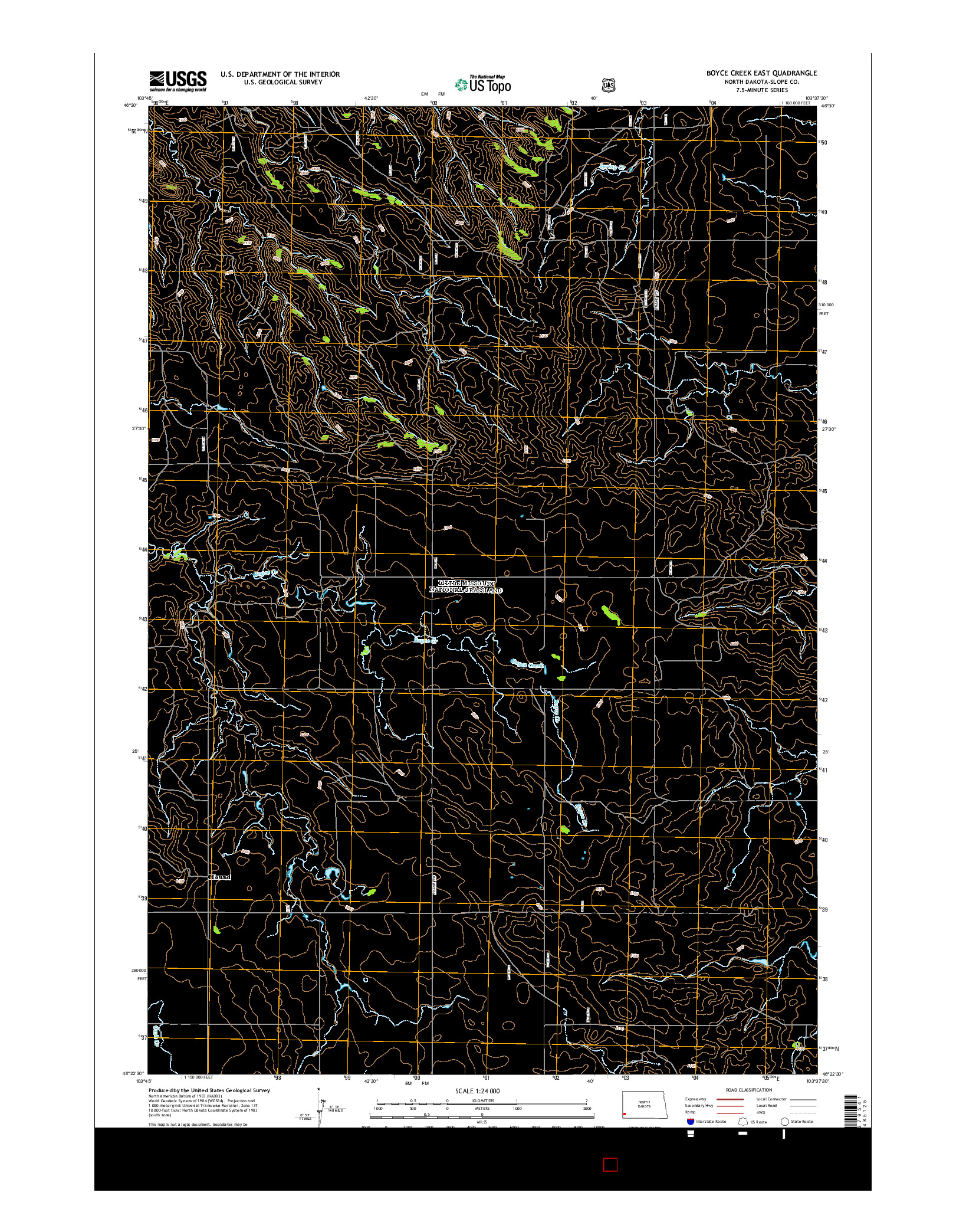 USGS US TOPO 7.5-MINUTE MAP FOR BOYCE CREEK EAST, ND 2014