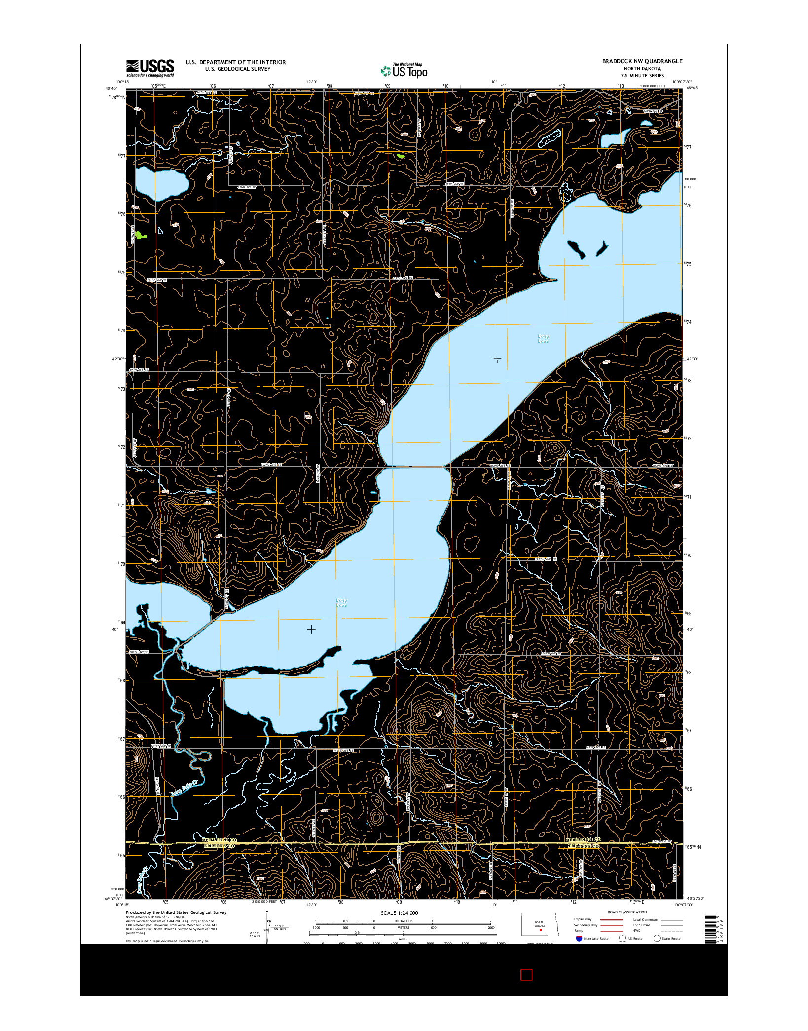 USGS US TOPO 7.5-MINUTE MAP FOR BRADDOCK NW, ND 2014