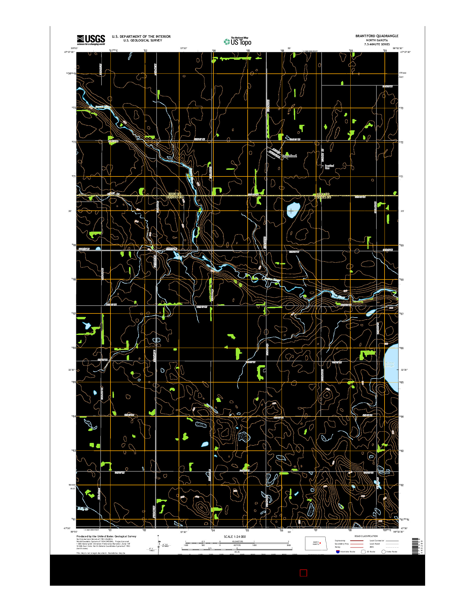 USGS US TOPO 7.5-MINUTE MAP FOR BRANTFORD, ND 2014
