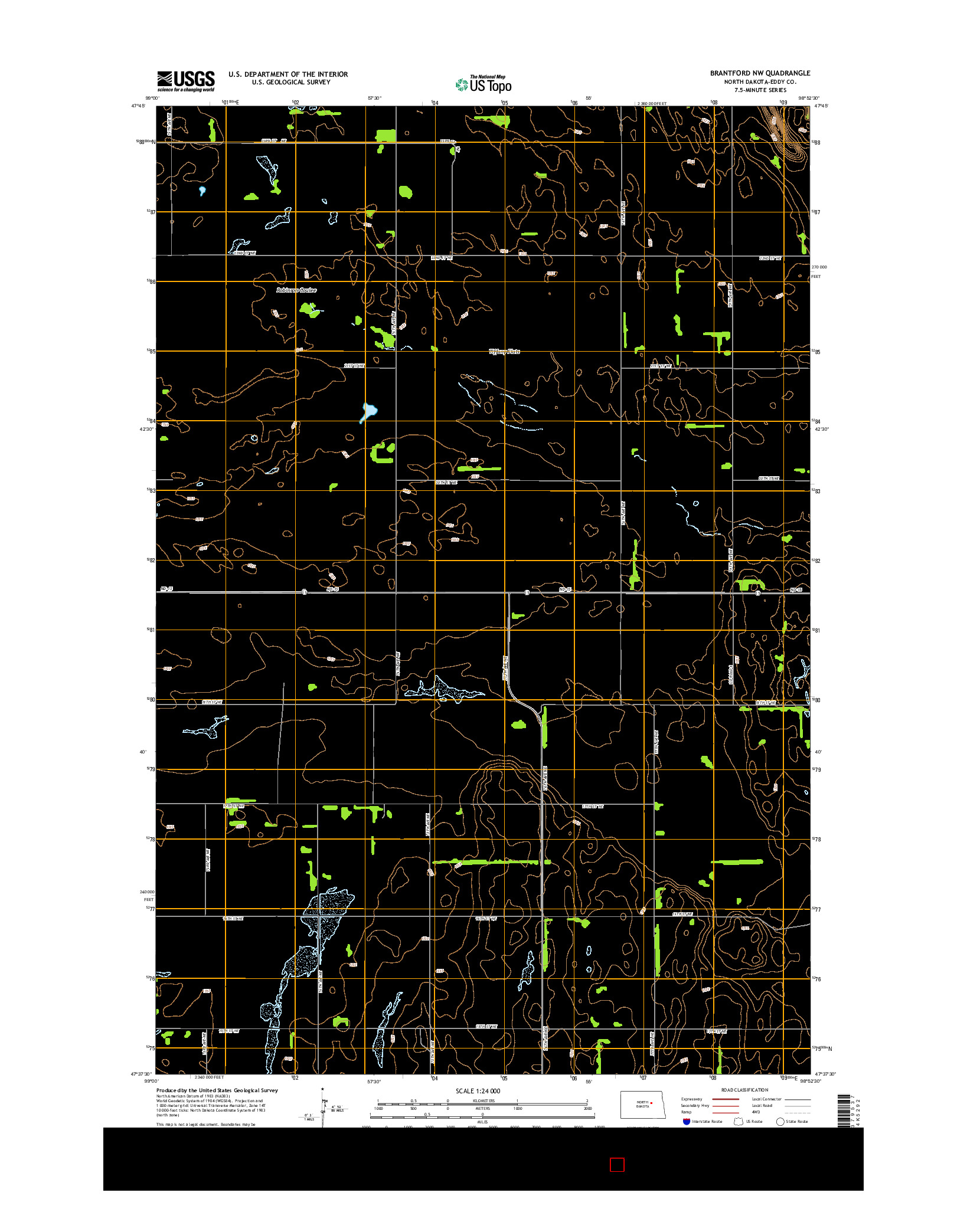 USGS US TOPO 7.5-MINUTE MAP FOR BRANTFORD NW, ND 2014