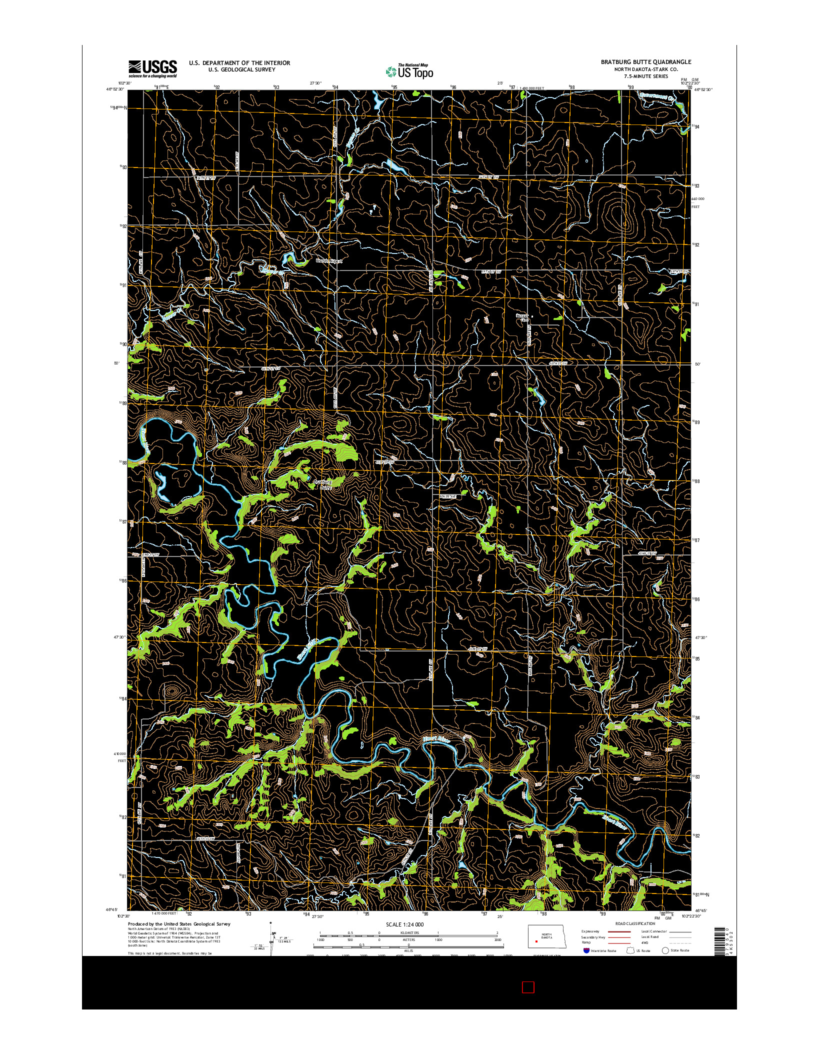 USGS US TOPO 7.5-MINUTE MAP FOR BRATBURG BUTTE, ND 2014
