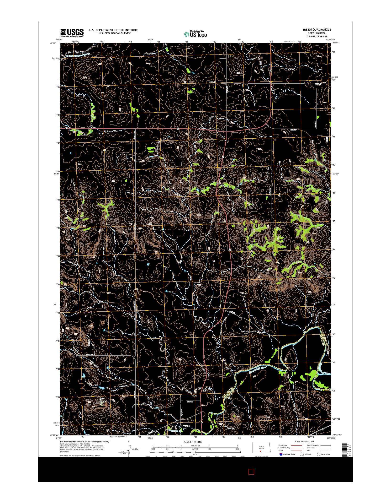USGS US TOPO 7.5-MINUTE MAP FOR BREIEN, ND 2014