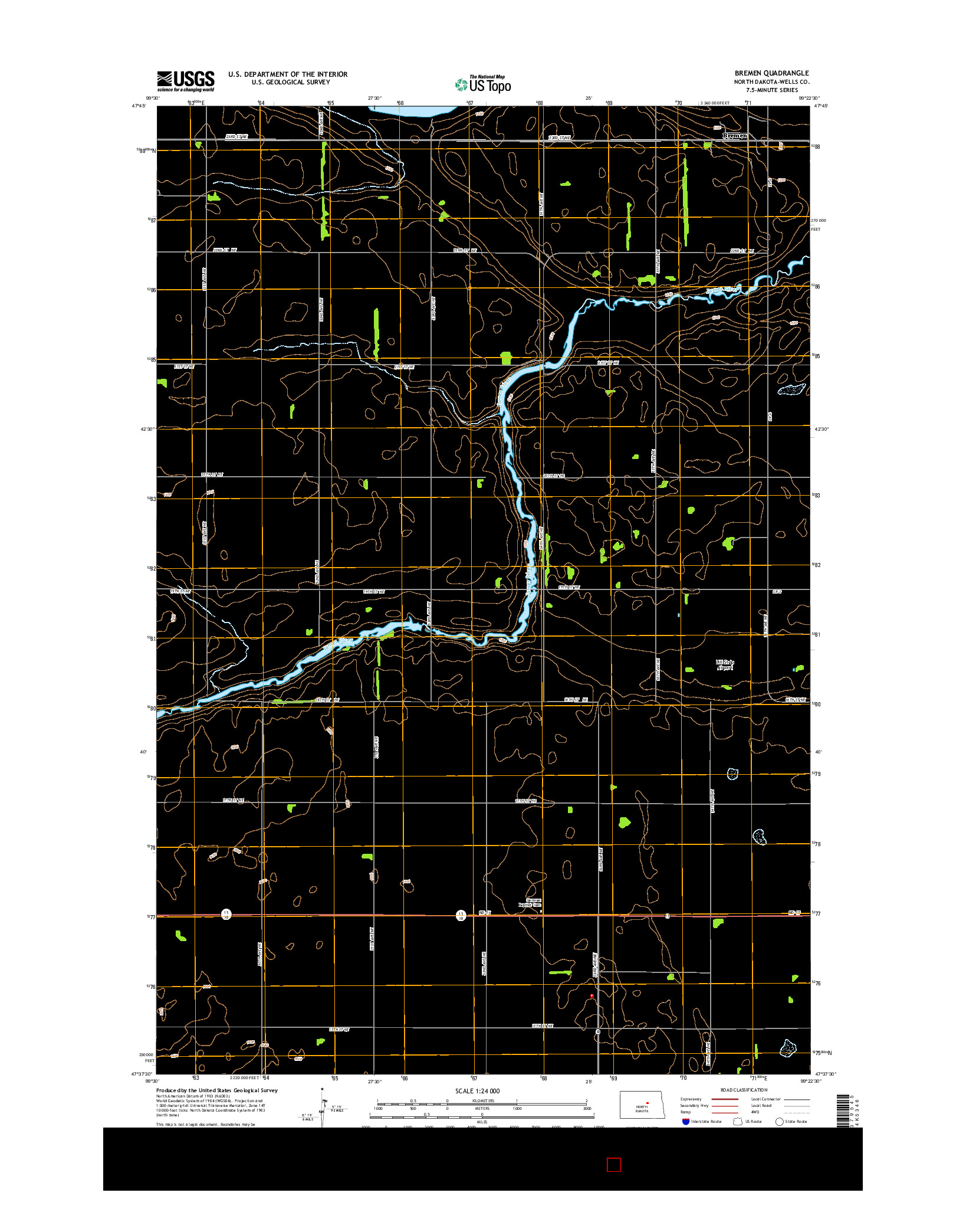 USGS US TOPO 7.5-MINUTE MAP FOR BREMEN, ND 2014