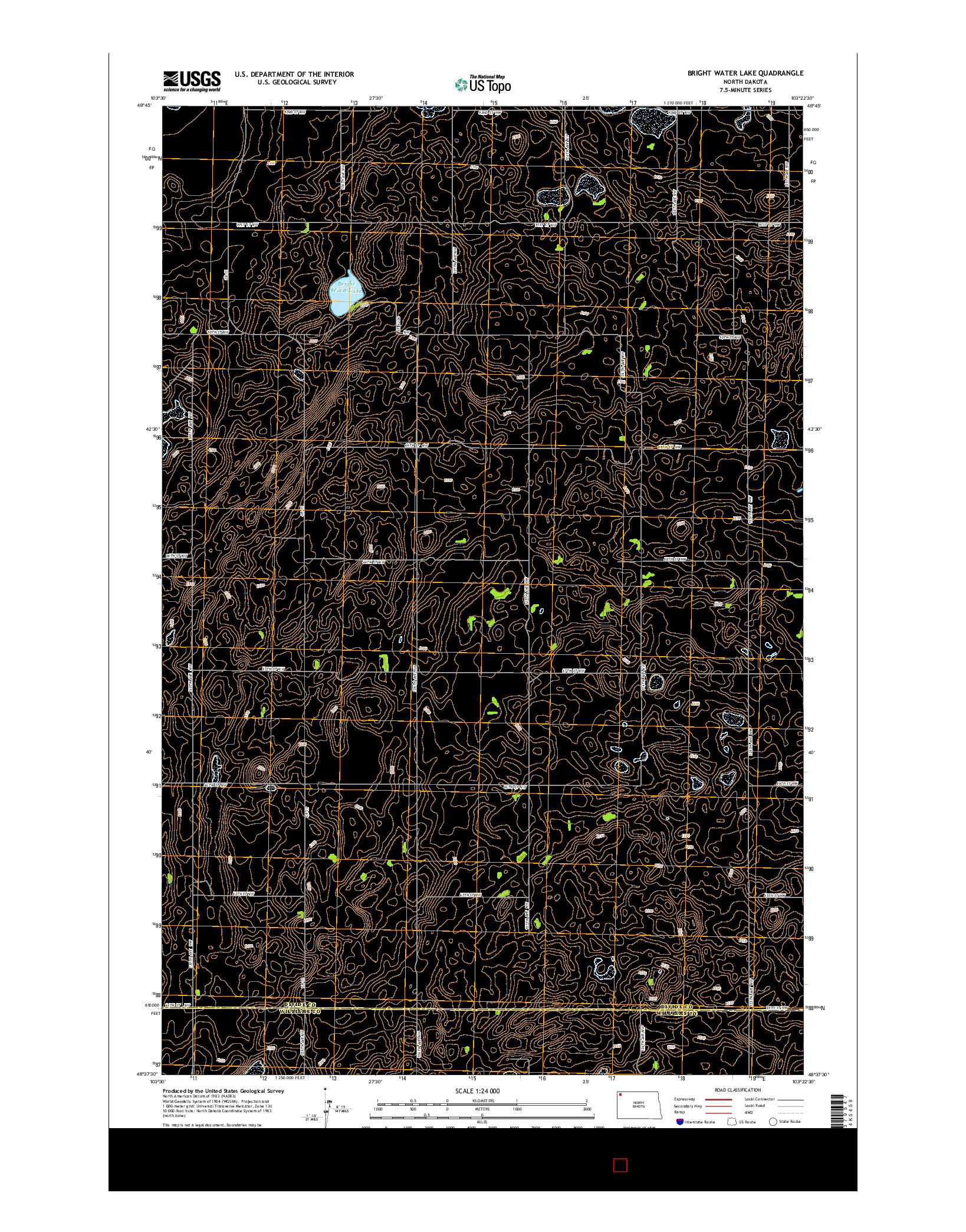 USGS US TOPO 7.5-MINUTE MAP FOR BRIGHT WATER LAKE, ND 2014