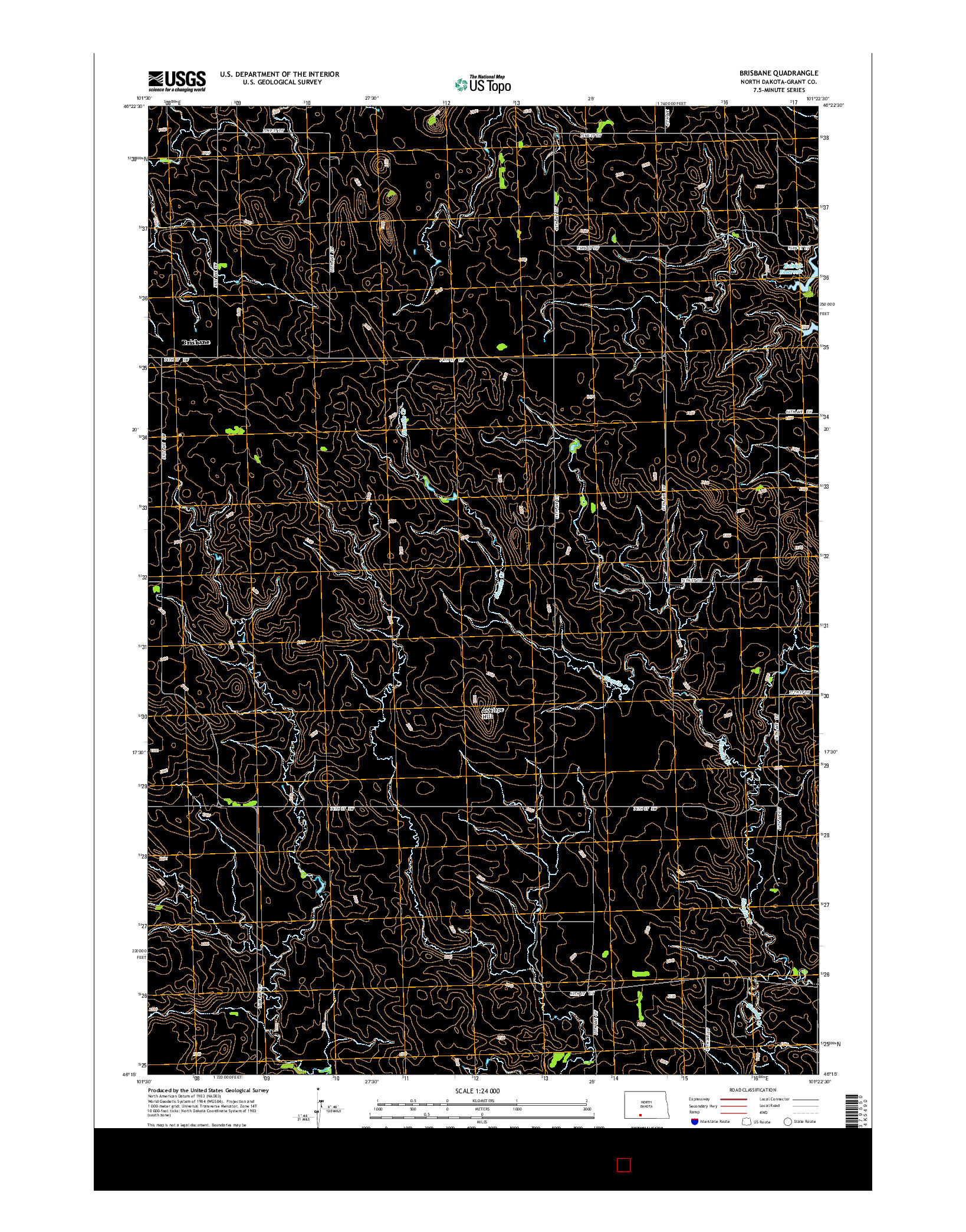 USGS US TOPO 7.5-MINUTE MAP FOR BRISBANE, ND 2014