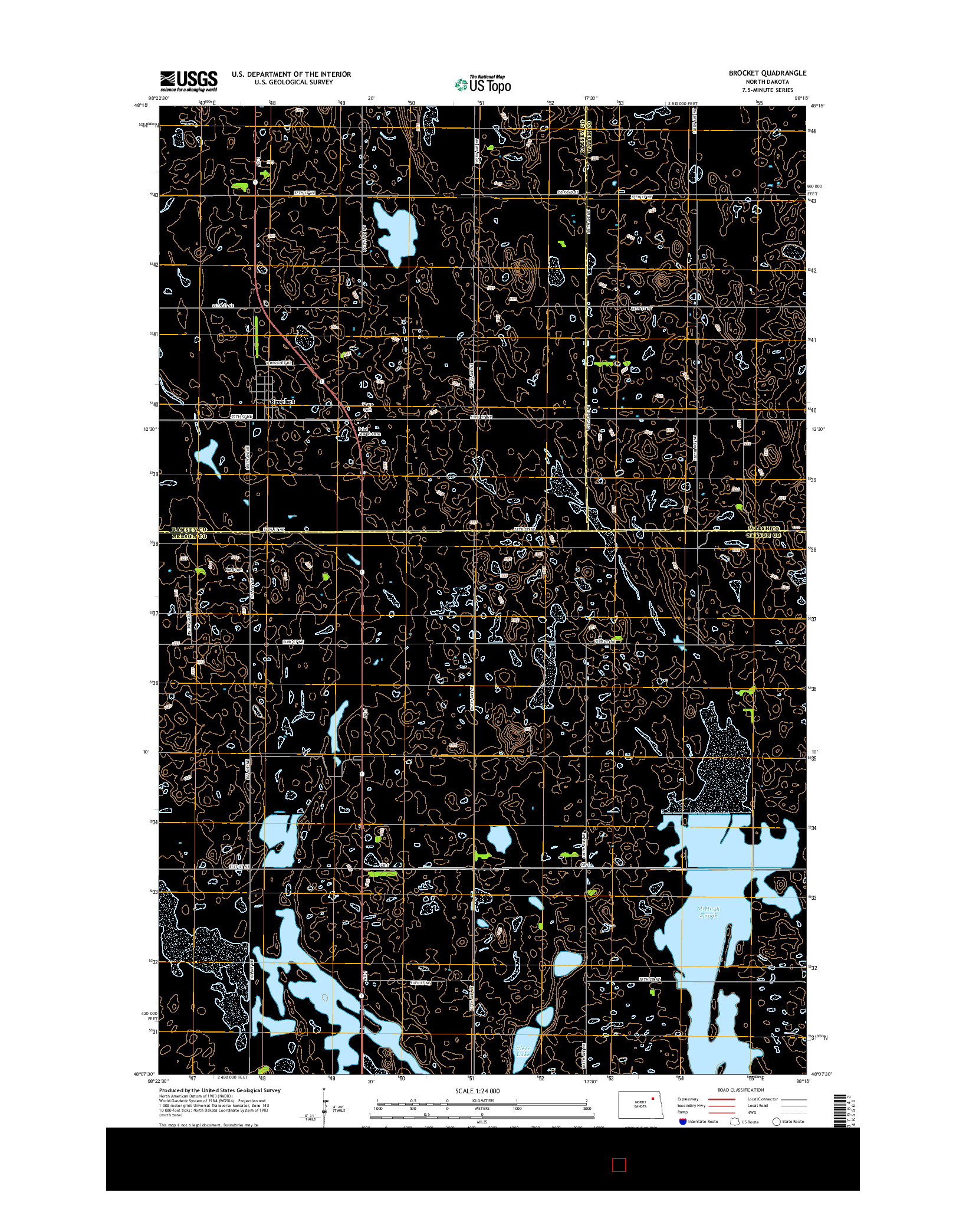 USGS US TOPO 7.5-MINUTE MAP FOR BROCKET, ND 2014