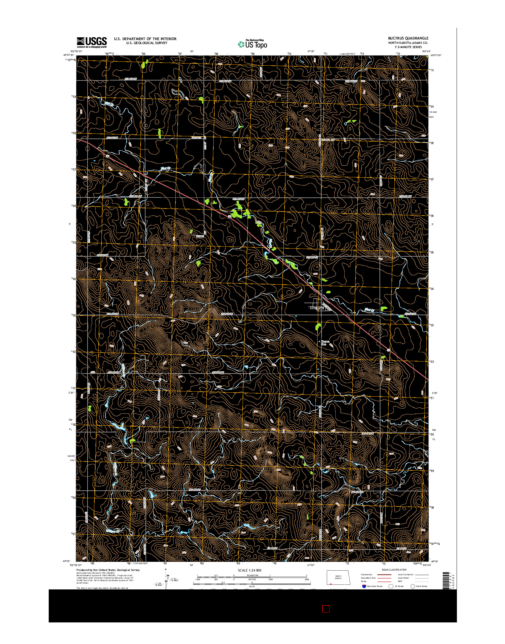 USGS US TOPO 7.5-MINUTE MAP FOR BUCYRUS, ND 2014