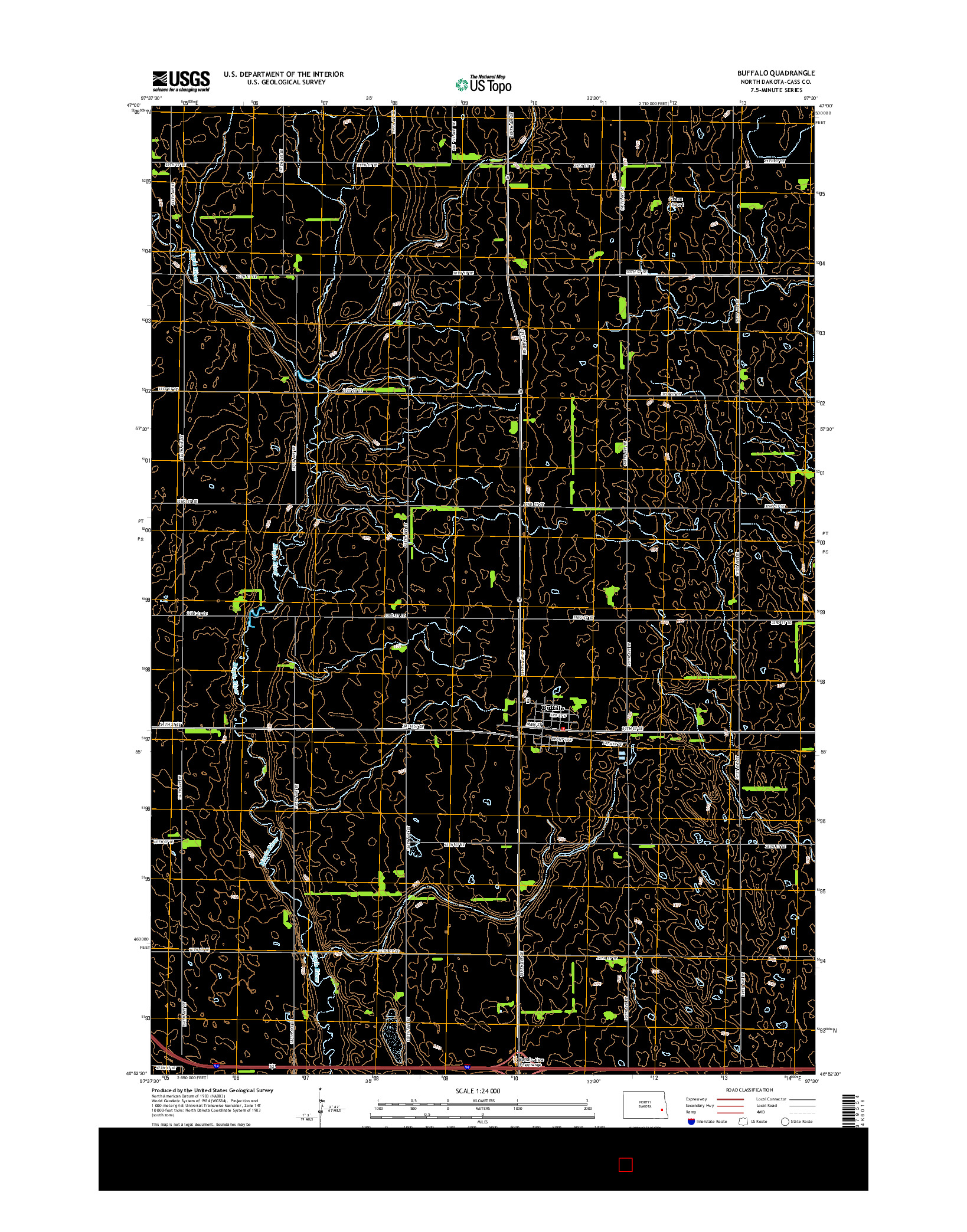 USGS US TOPO 7.5-MINUTE MAP FOR BUFFALO, ND 2014