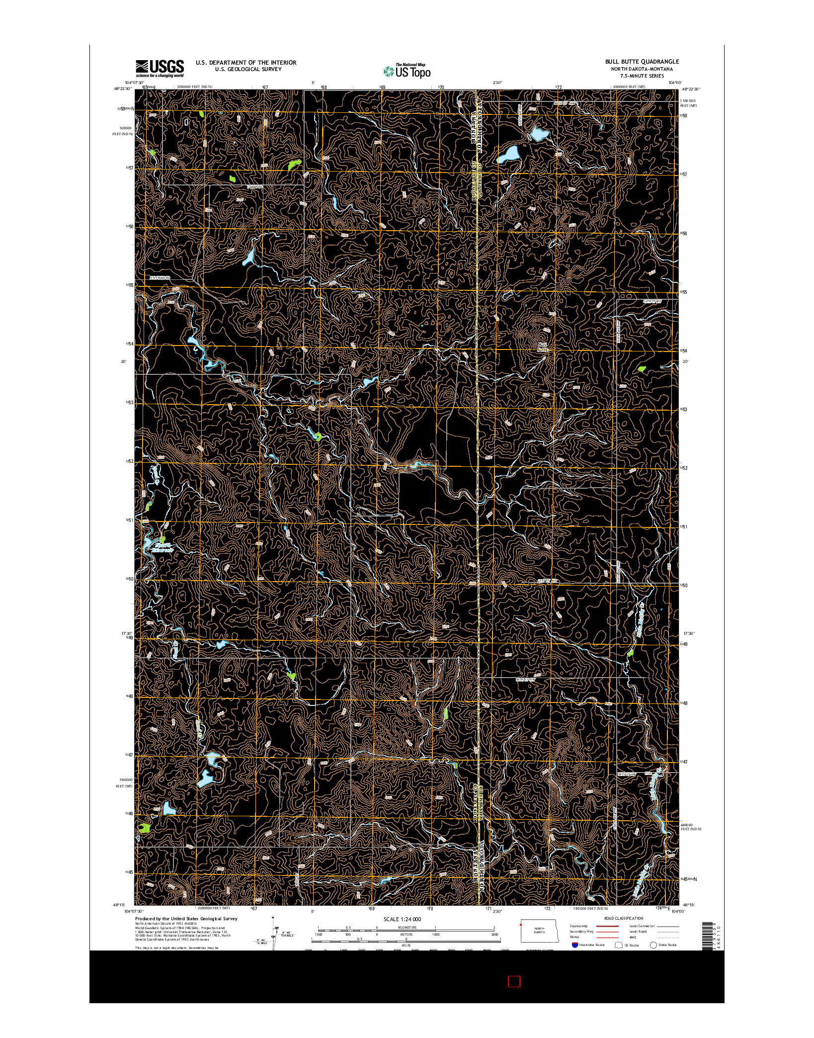 USGS US TOPO 7.5-MINUTE MAP FOR BULL BUTTE, ND-MT 2014