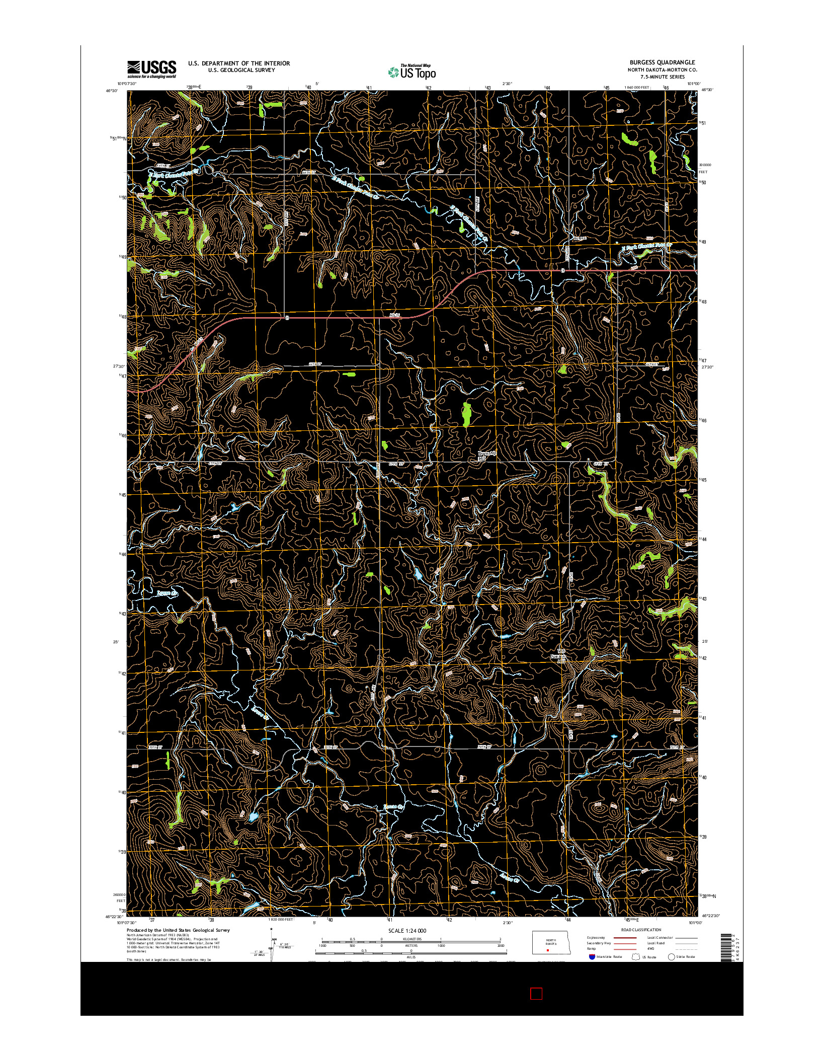USGS US TOPO 7.5-MINUTE MAP FOR BURGESS, ND 2014