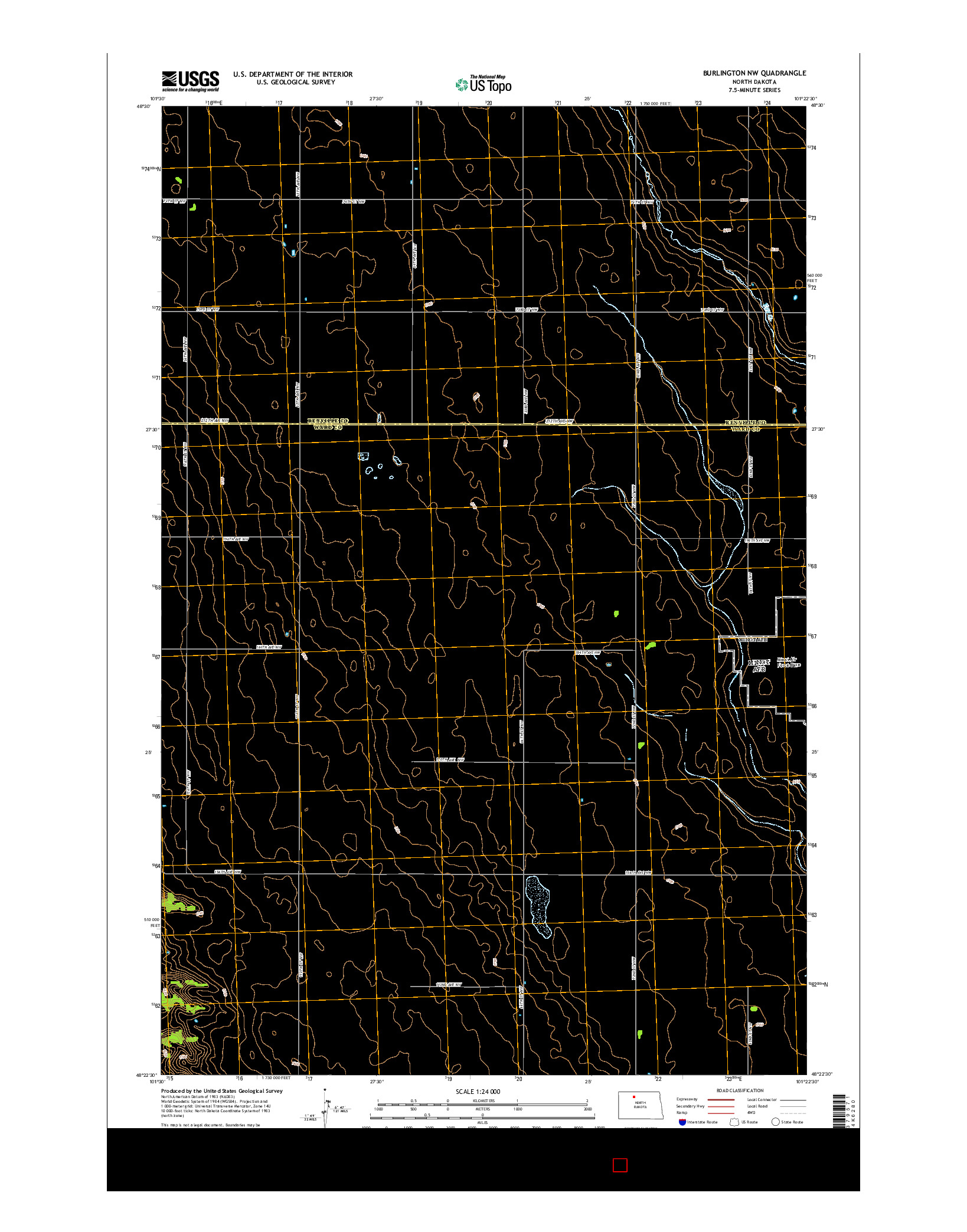 USGS US TOPO 7.5-MINUTE MAP FOR BURLINGTON NW, ND 2014