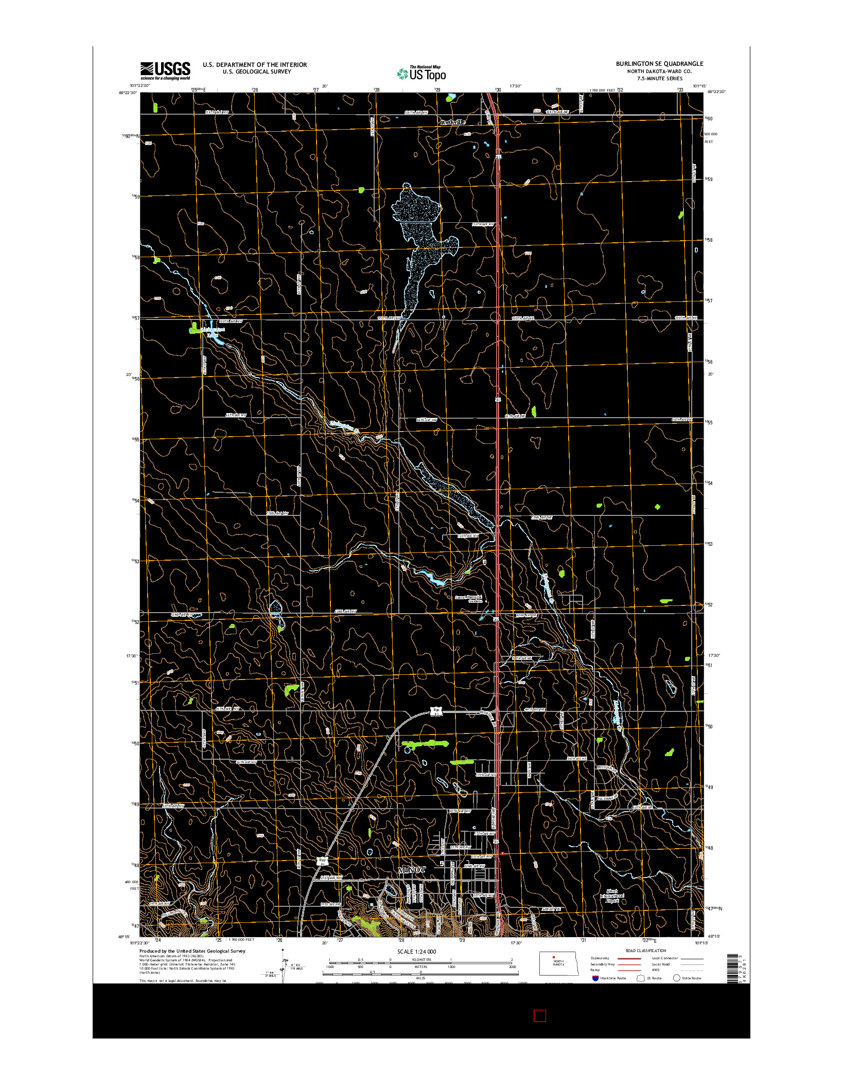 USGS US TOPO 7.5-MINUTE MAP FOR BURLINGTON SE, ND 2014