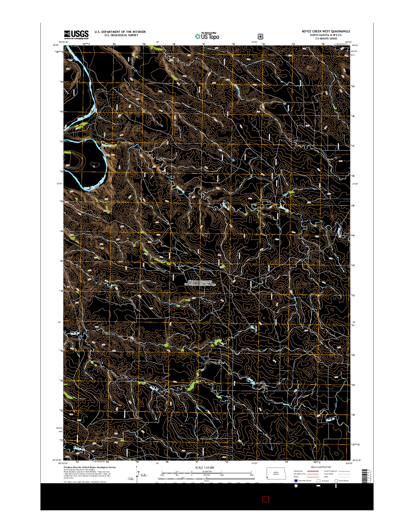 USGS US TOPO 7.5-MINUTE MAP FOR BOYCE CREEK WEST, ND 2014