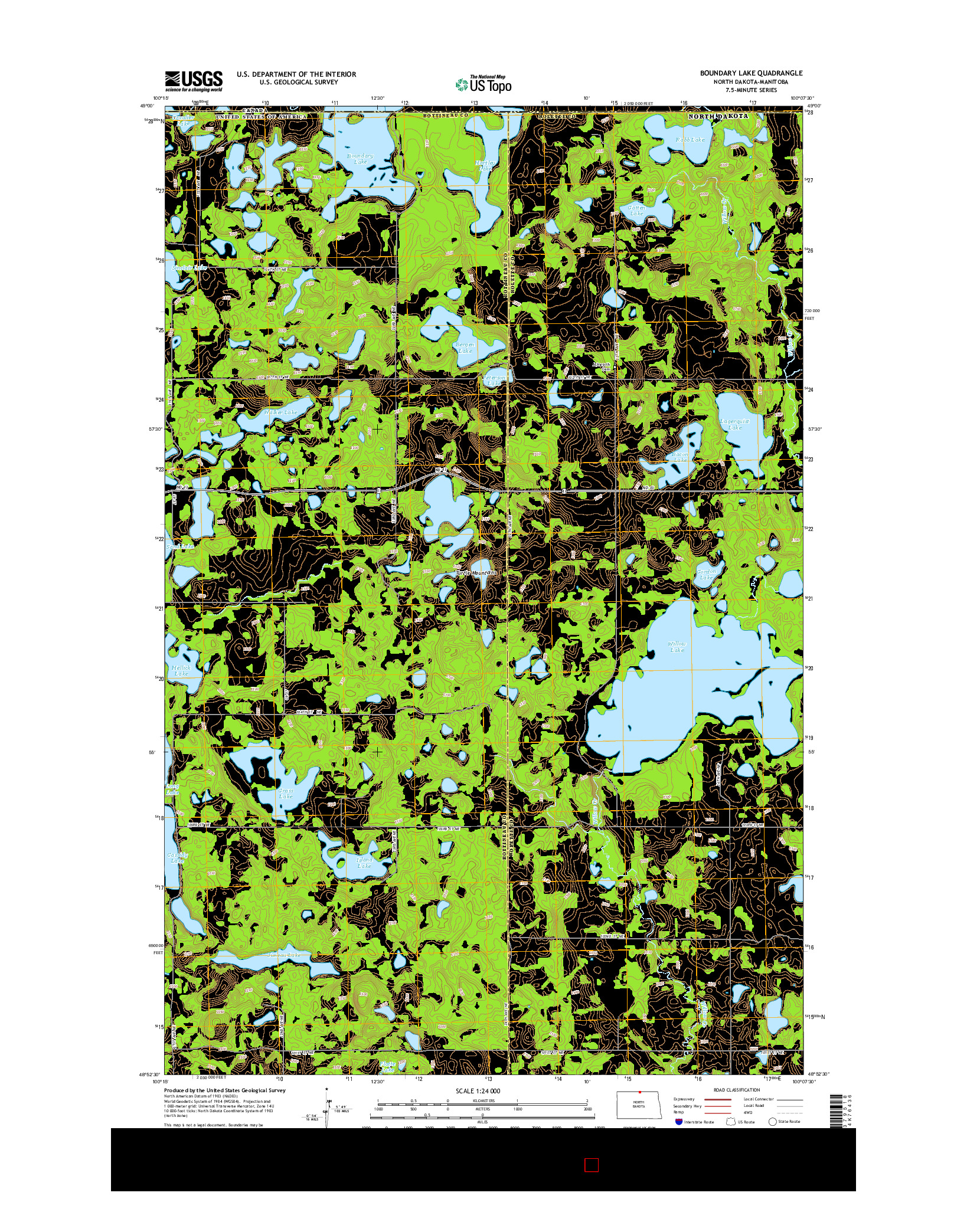 USGS US TOPO 7.5-MINUTE MAP FOR BOUNDARY LAKE, ND-MB 2014