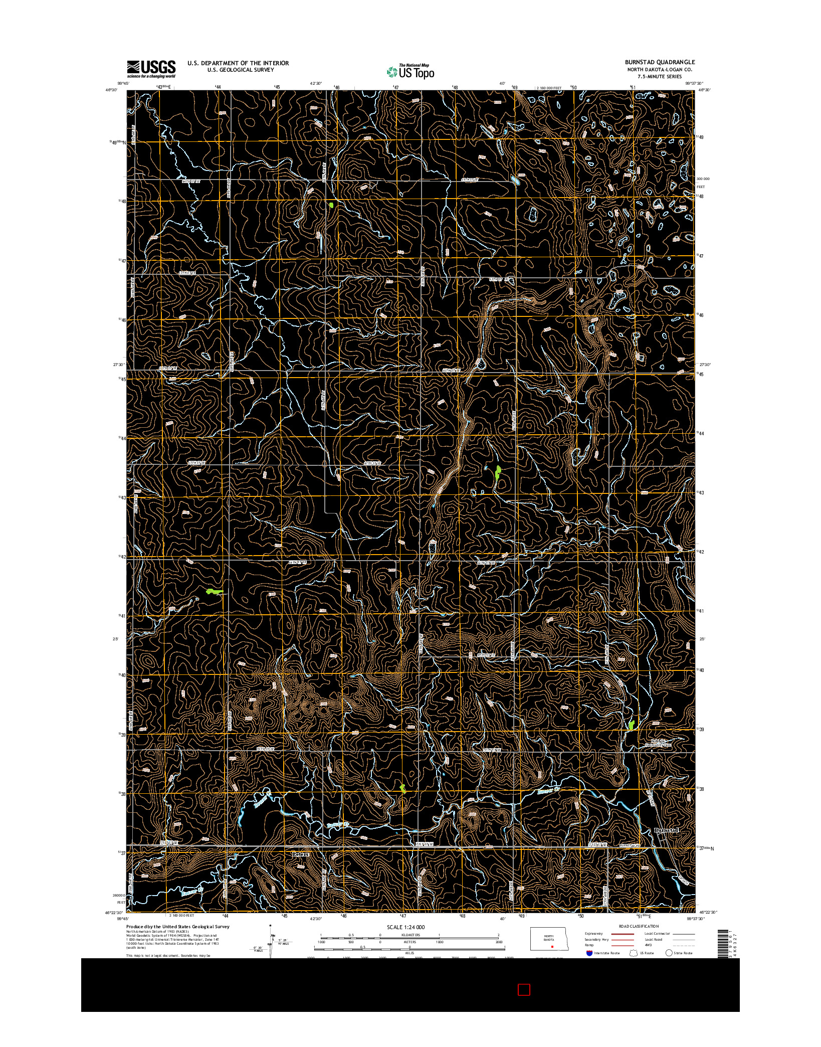 USGS US TOPO 7.5-MINUTE MAP FOR BURNSTAD, ND 2014