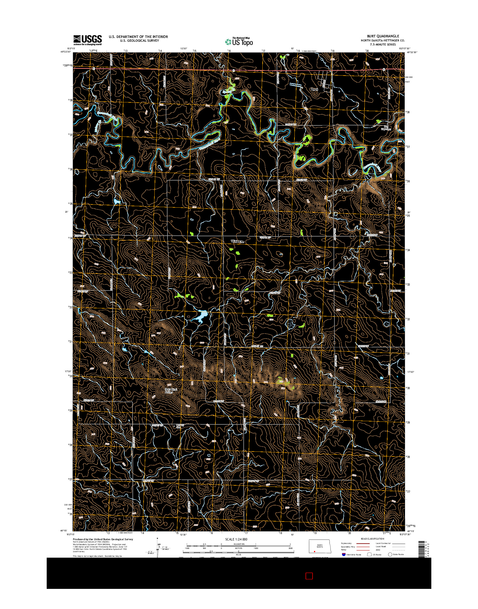 USGS US TOPO 7.5-MINUTE MAP FOR BURT, ND 2014