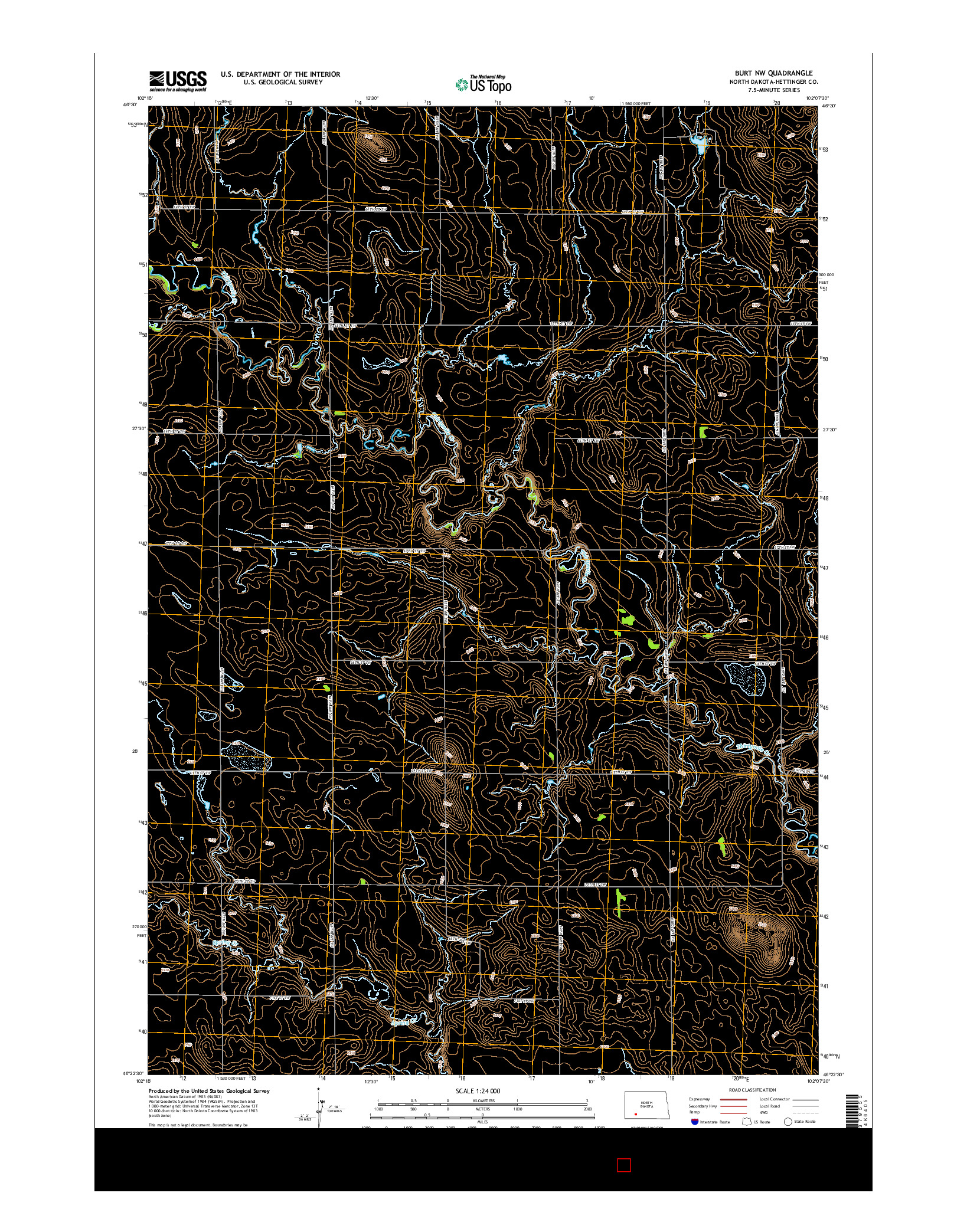 USGS US TOPO 7.5-MINUTE MAP FOR BURT NW, ND 2014