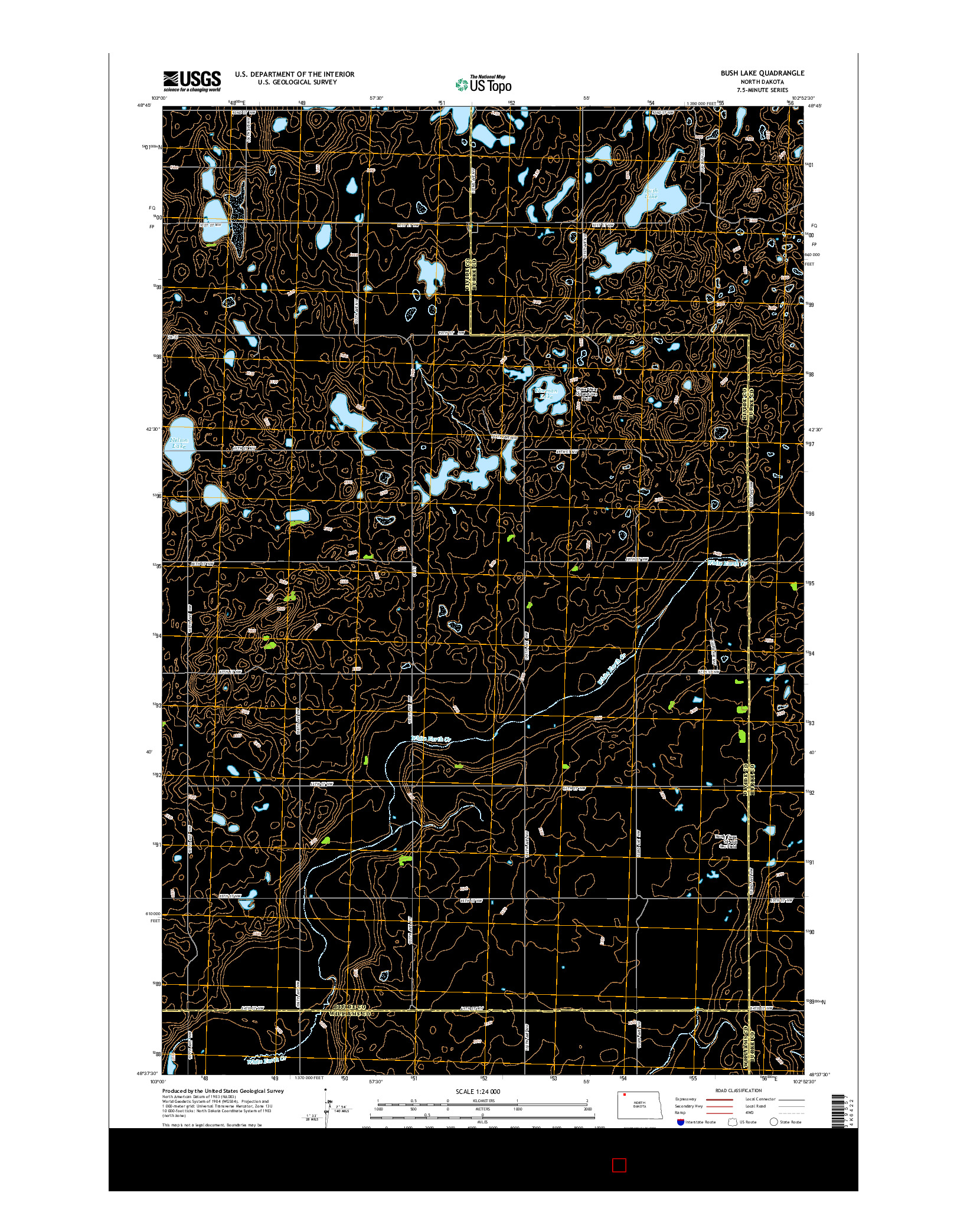 USGS US TOPO 7.5-MINUTE MAP FOR BUSH LAKE, ND 2014