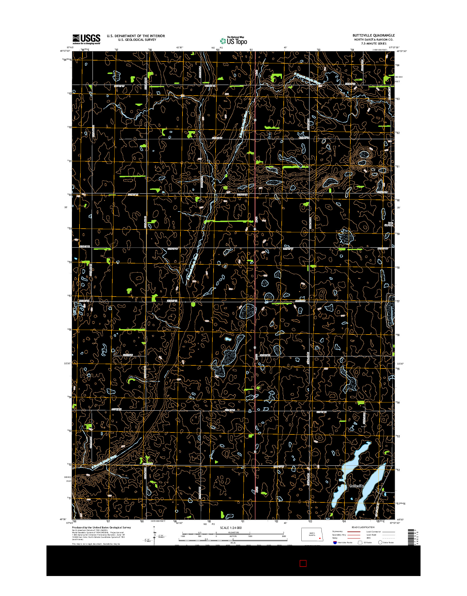 USGS US TOPO 7.5-MINUTE MAP FOR BUTTZVILLE, ND 2014