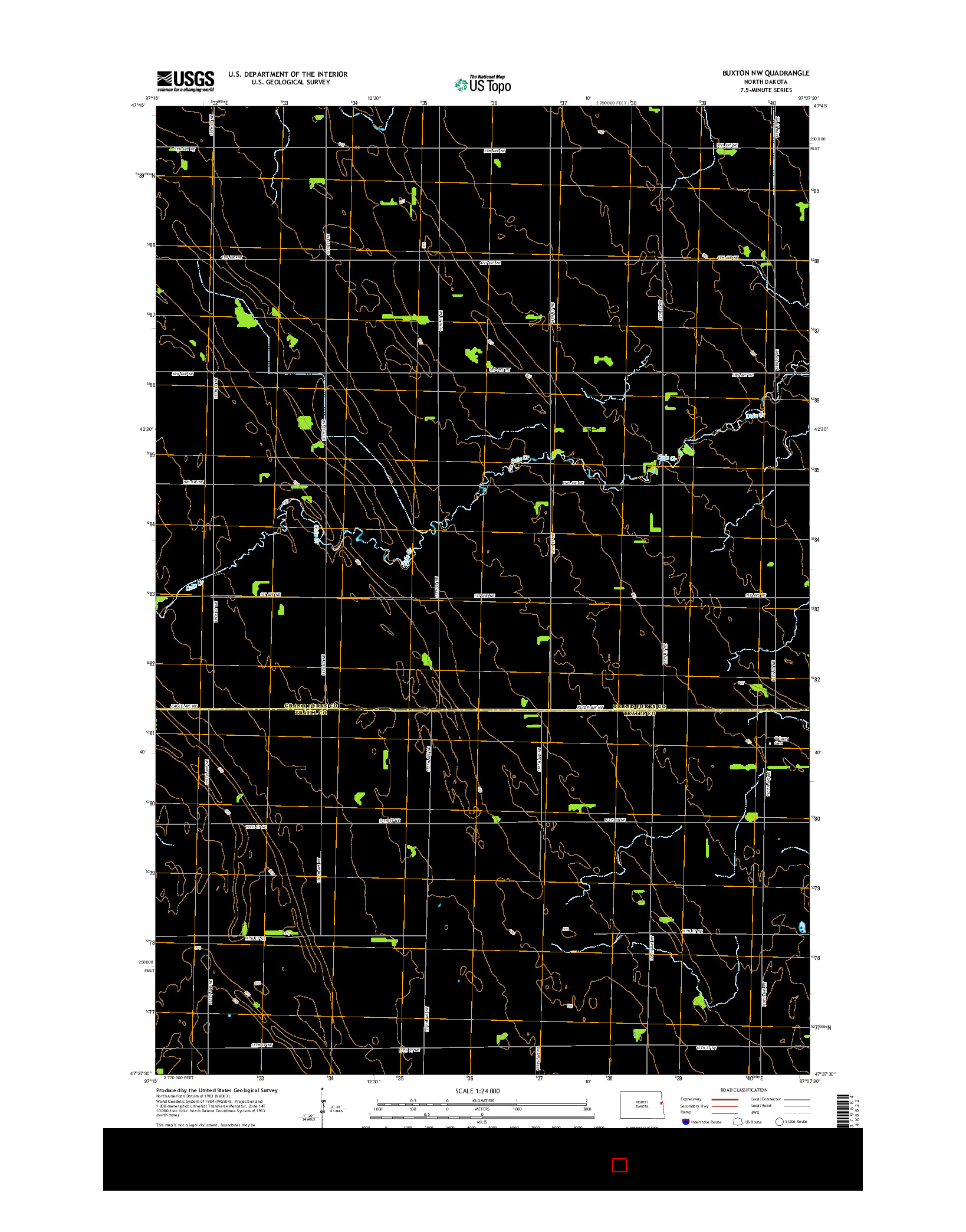 USGS US TOPO 7.5-MINUTE MAP FOR BUXTON NW, ND 2014