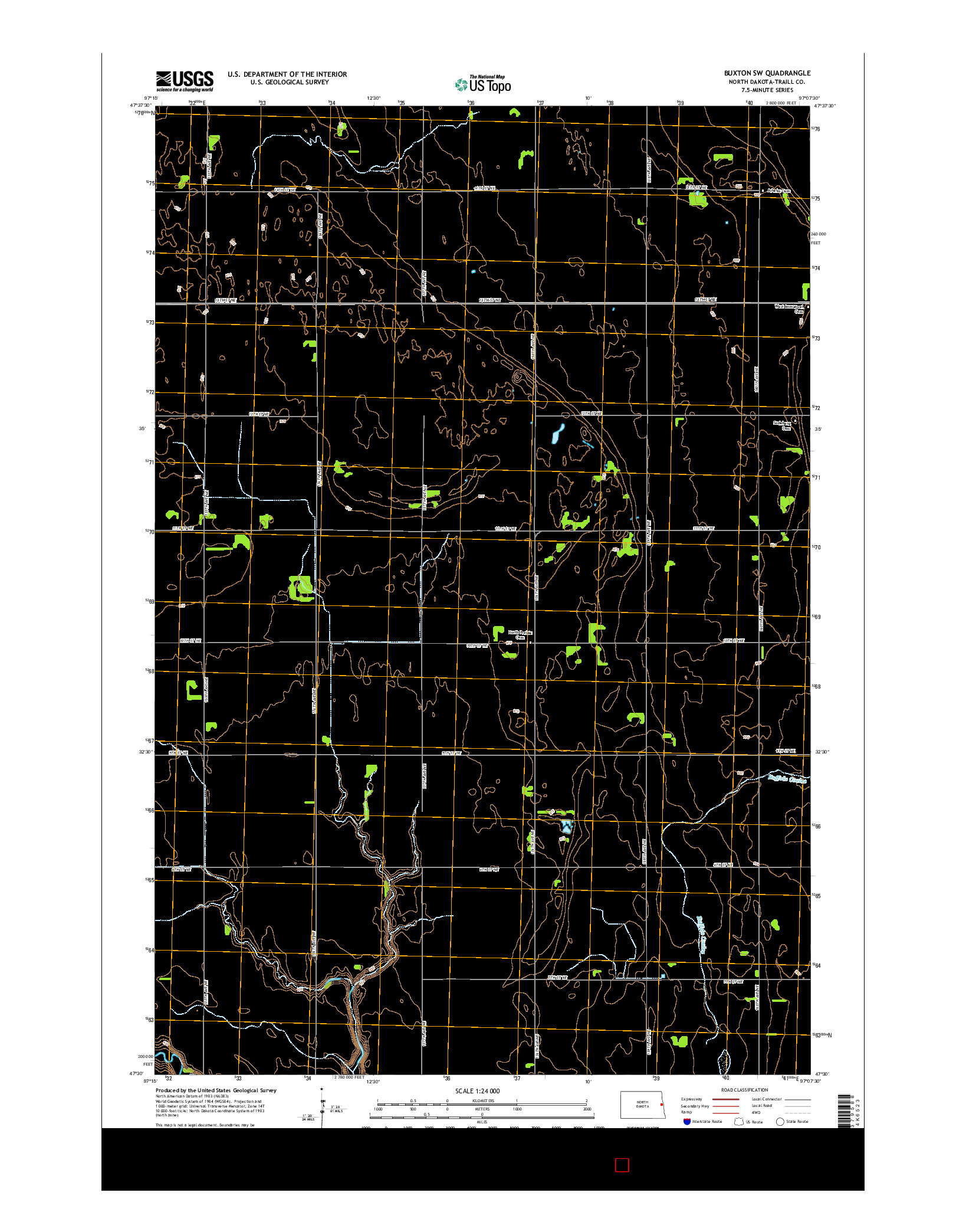 USGS US TOPO 7.5-MINUTE MAP FOR BUXTON SW, ND 2014