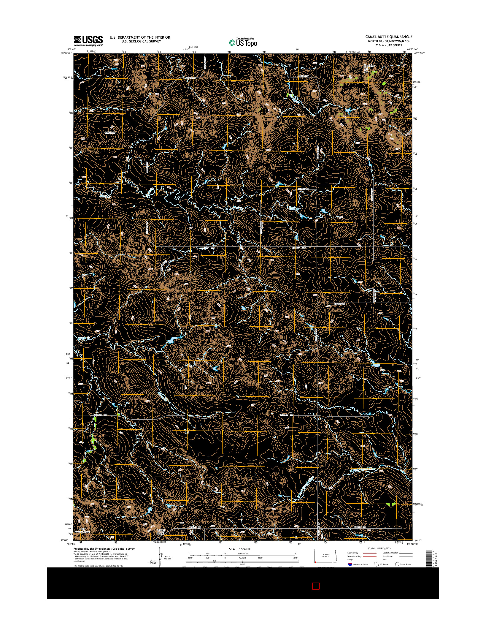 USGS US TOPO 7.5-MINUTE MAP FOR CAMEL BUTTE, ND 2014