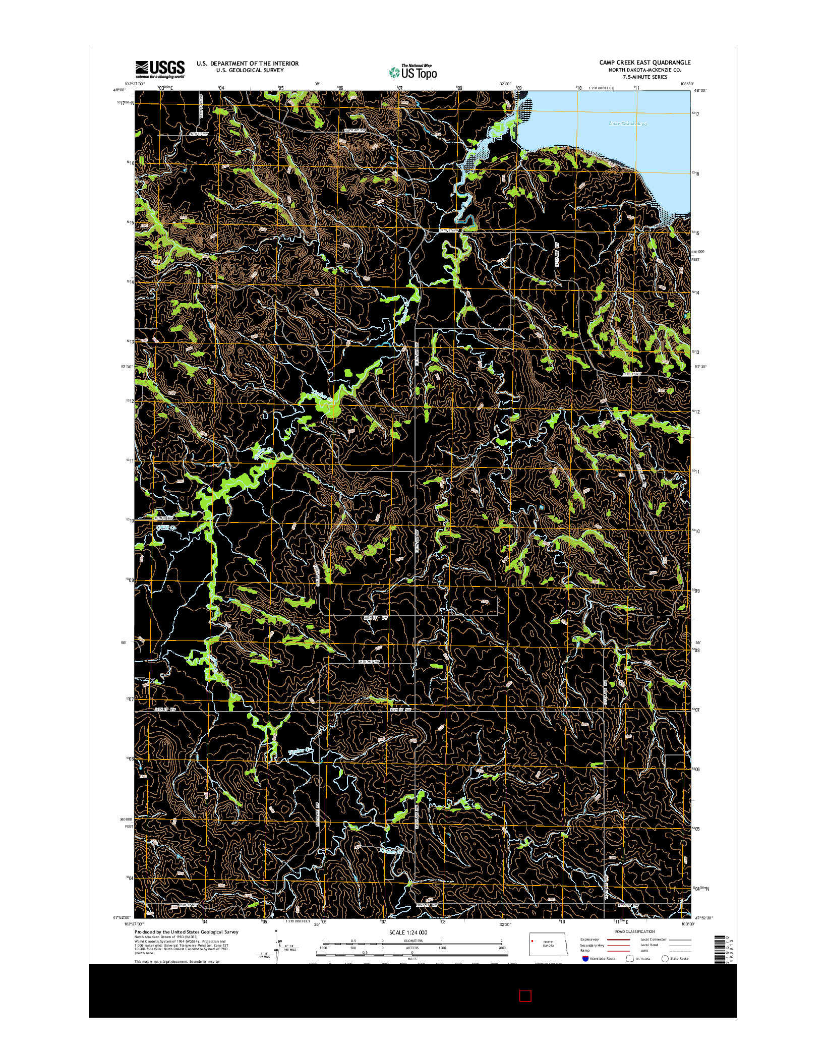 USGS US TOPO 7.5-MINUTE MAP FOR CAMP CREEK EAST, ND 2014