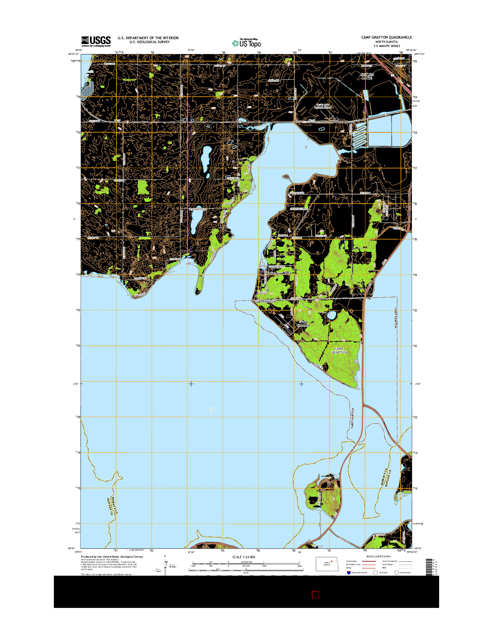 USGS US TOPO 7.5-MINUTE MAP FOR CAMP GRAFTON, ND 2014